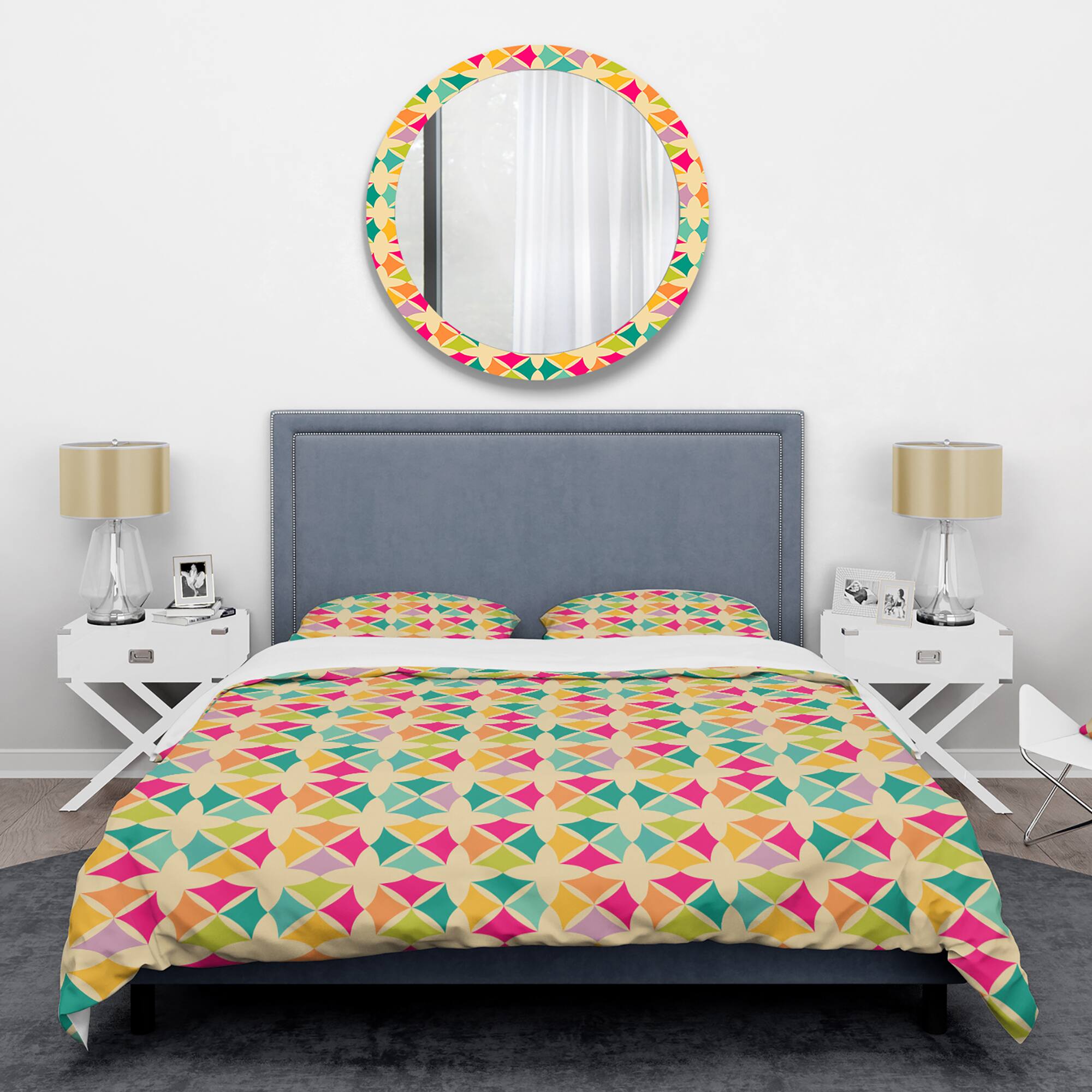Designart 'Abstract Retro Geometric Pattern III' Mid-Century Duvet Cover Set