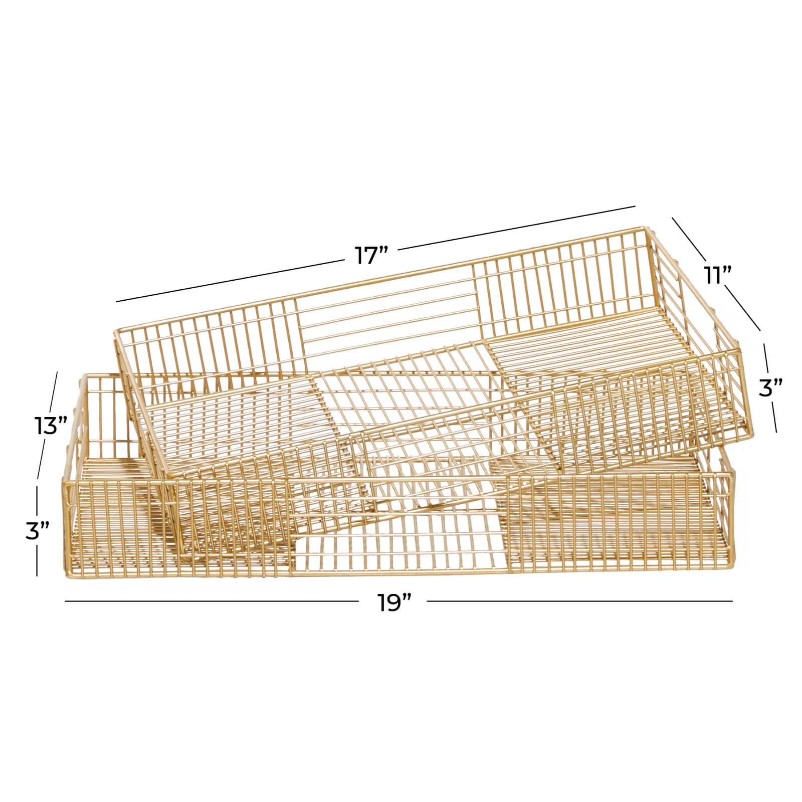 CosmoLiving by Cosmopolitan Gold Metal Contemporary Tray Set