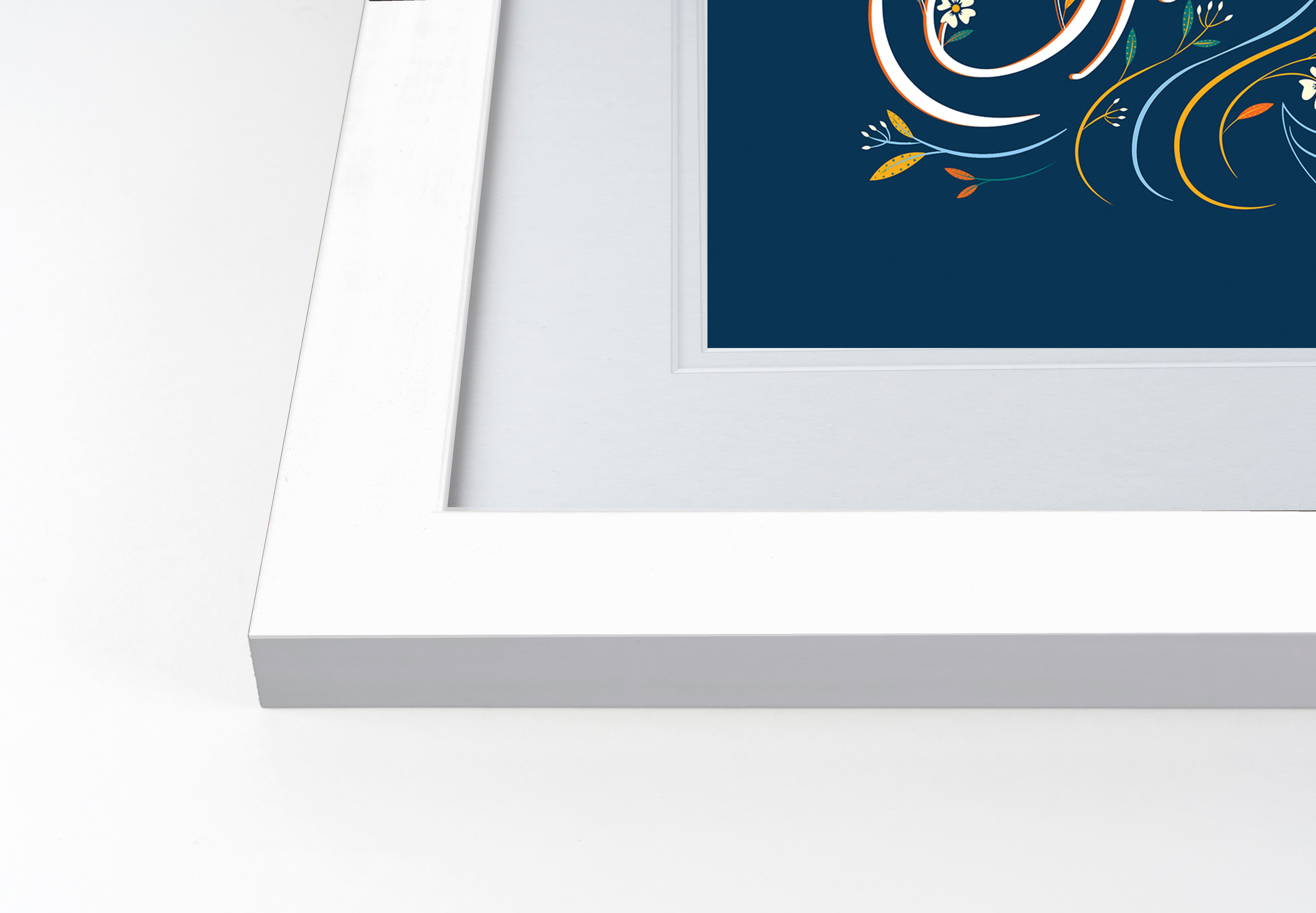 Navy Happy Thanksgiving Fall Print in White Frame