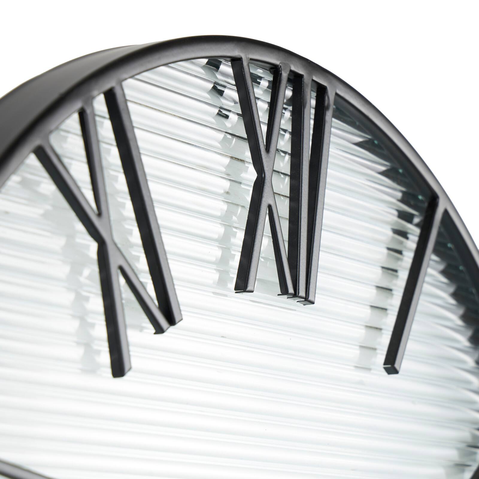 28" Black Metal Wall Clock with Clear Glass Face