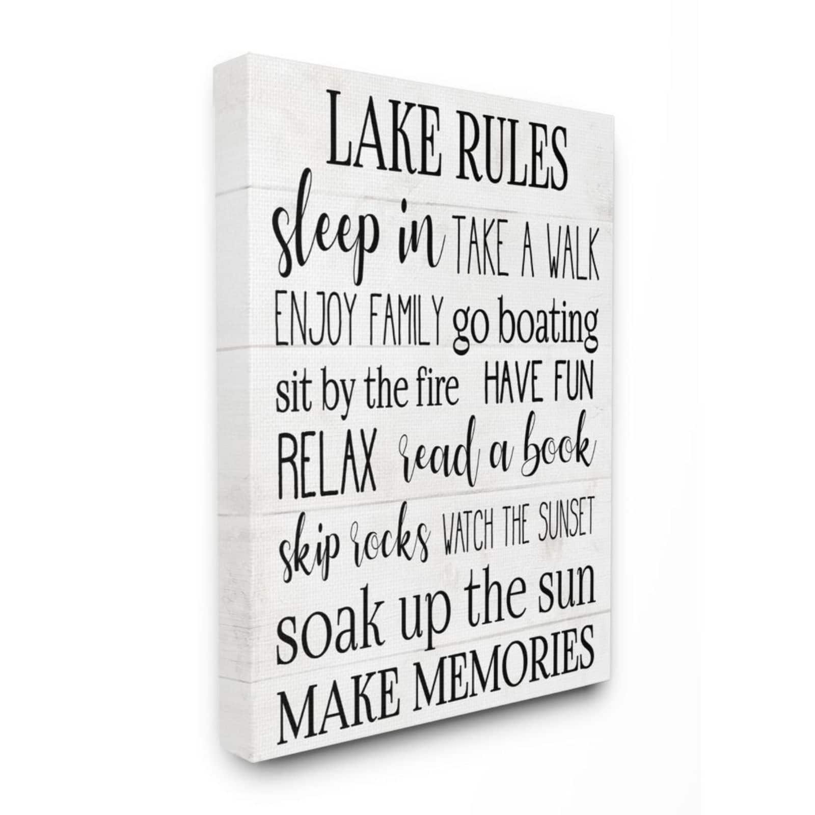 Stupell Industries Lake Rules Canvas Wall Art