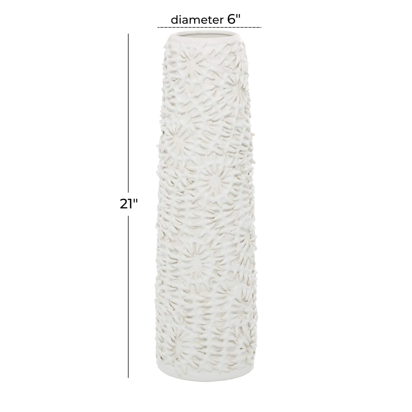 White Ceramic Contemporary Vase, 21" x 6" x 6"