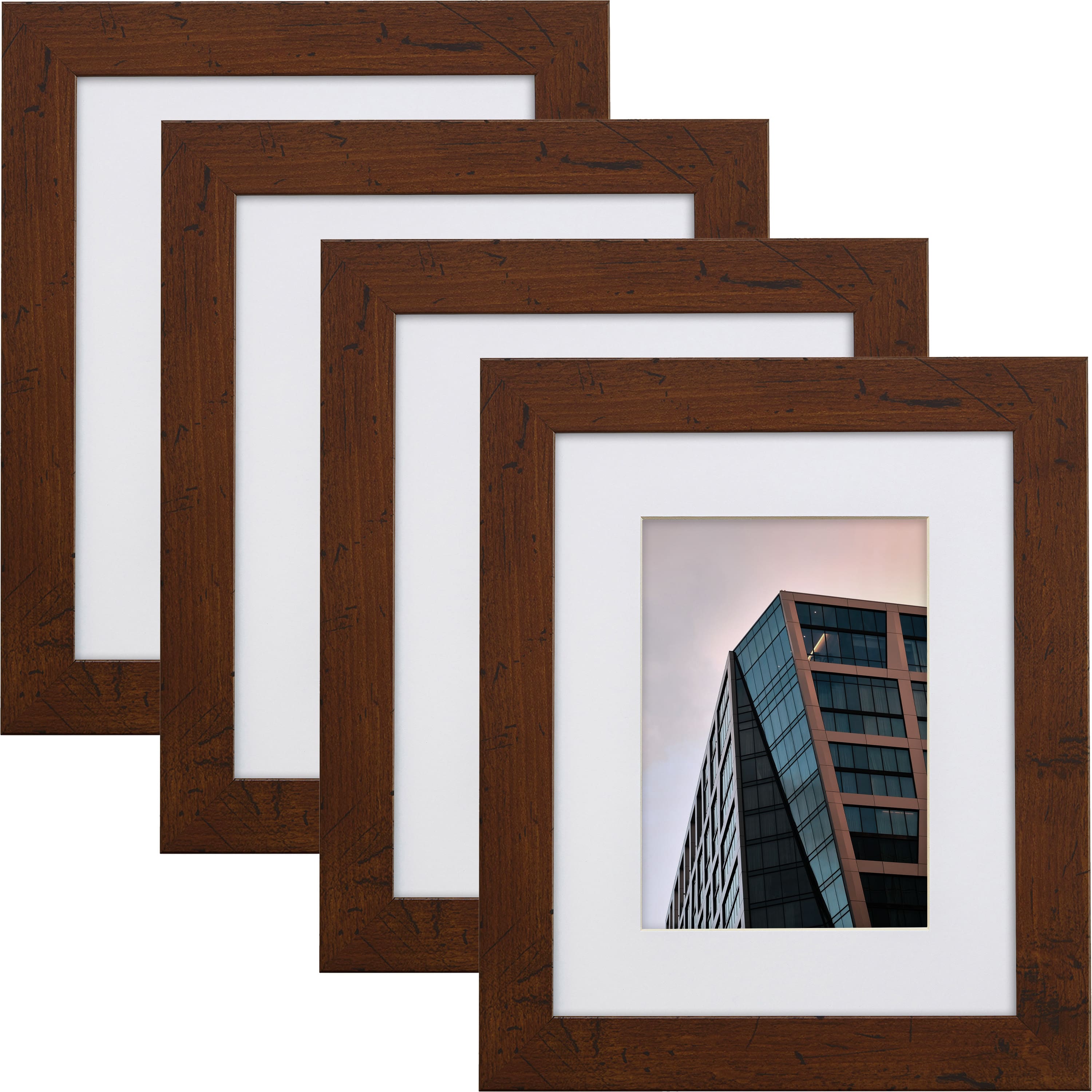 Craig Frames 4 Pack: Bauhaus 125 Dark Walnut Picture Frame with Mat