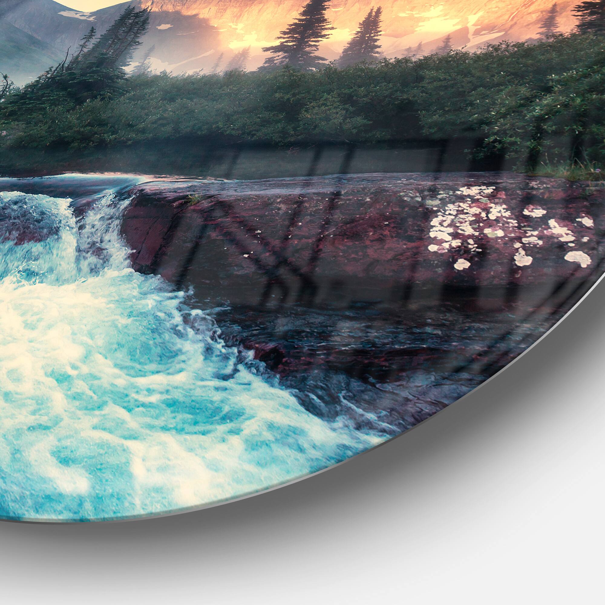 Designart - Glacier National Park Montana' Disc Landscape Circle Metal Wall Decor