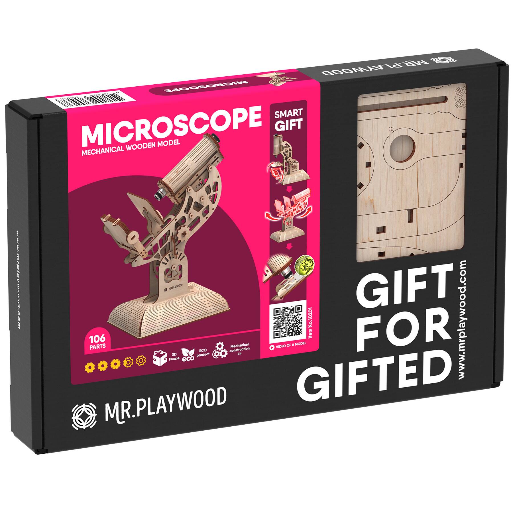 Mr. Playwood Microscope Mechanical Wooden 3D STEM Model Kit