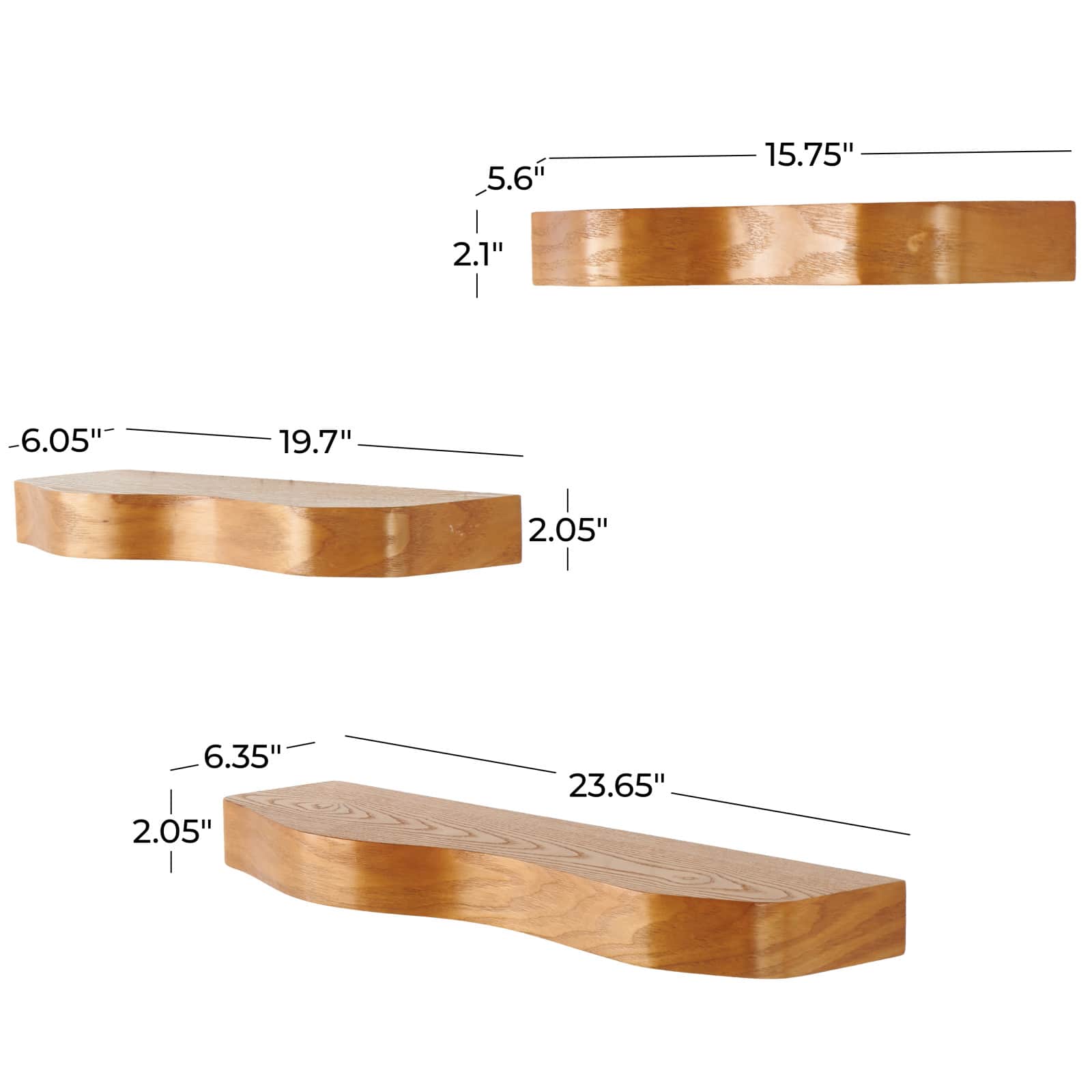 Brown Handmade Wooden Wall Floating Shelf Set