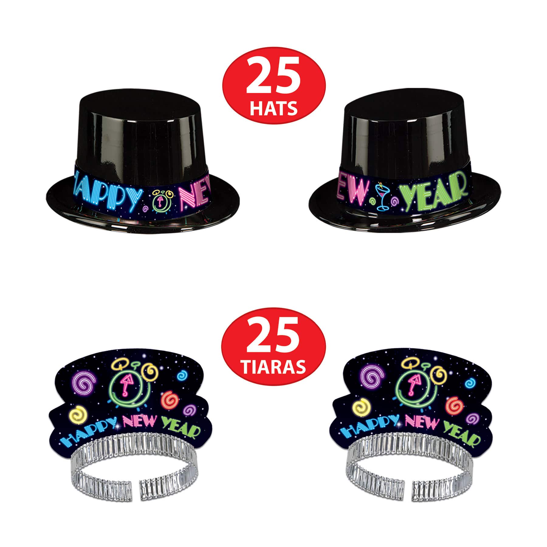 Beistle Neon New Year Party Favor Kit for 50