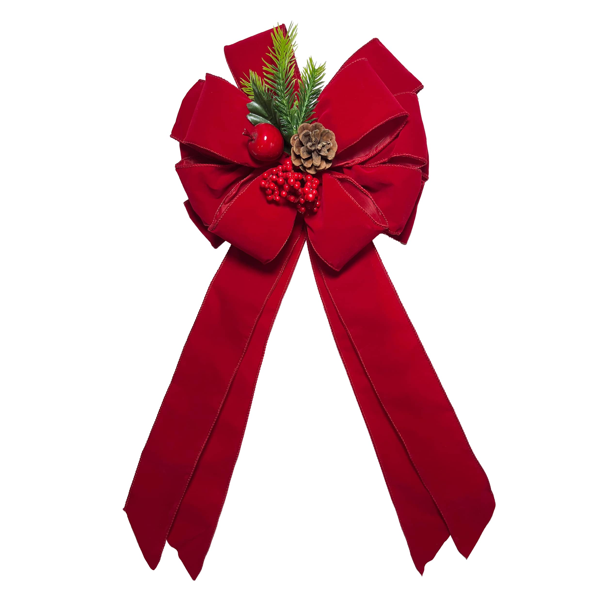 21" Red Velvet with Pinecone Tree Topper Bow by Celebrate It®