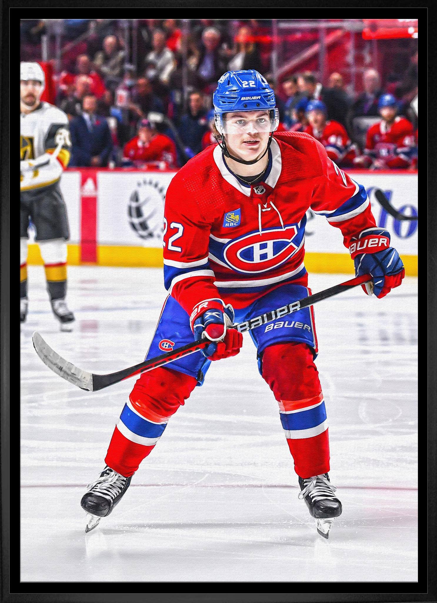 Cole Caufield Framed 20" x 29" Canvas Canadiens Action-H 31.5" x 22.5"