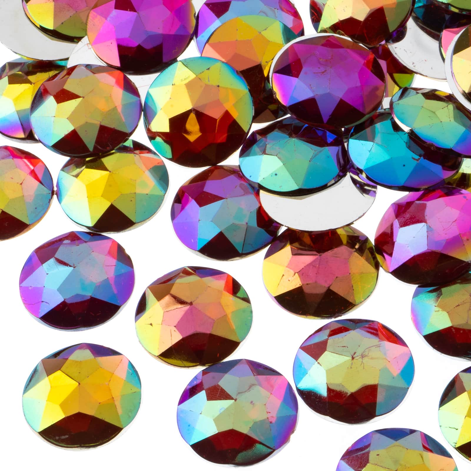 John Bead 20mm AB Acrylic Round Flat Back Rhinestones