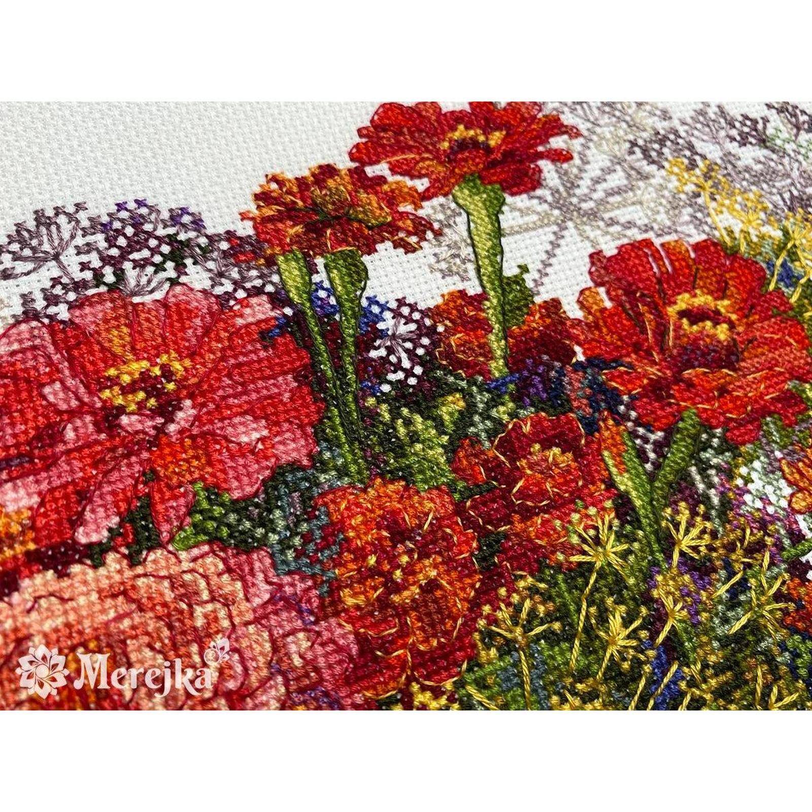 Merejka Zinnia & Dill Counted Cross Stitch Kit
