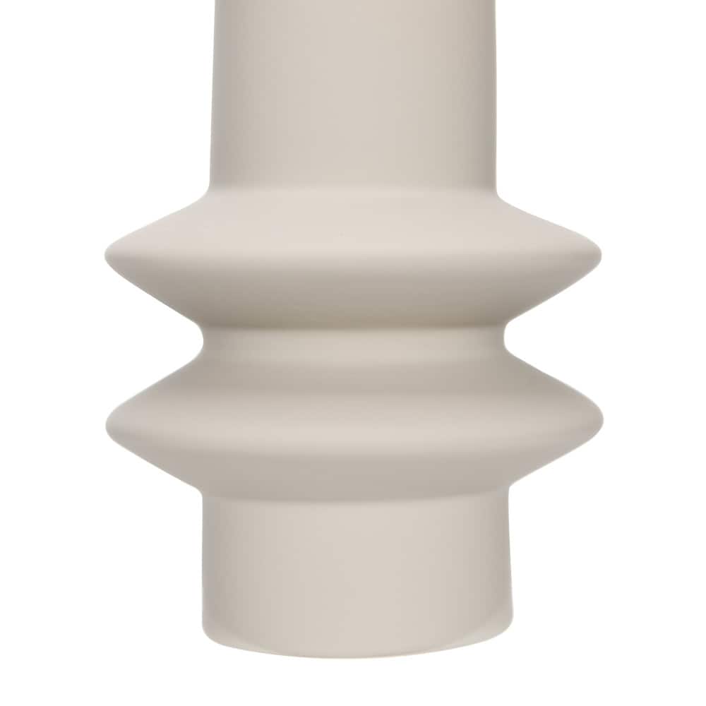 Hello Honey® 9" Taupe Modern Sculptural Stoneware Vase with Latex Glaze