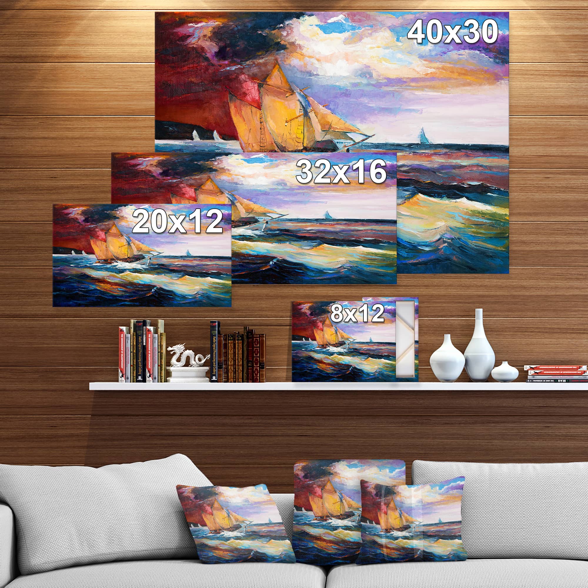 Designart - Sailship in Sea waves