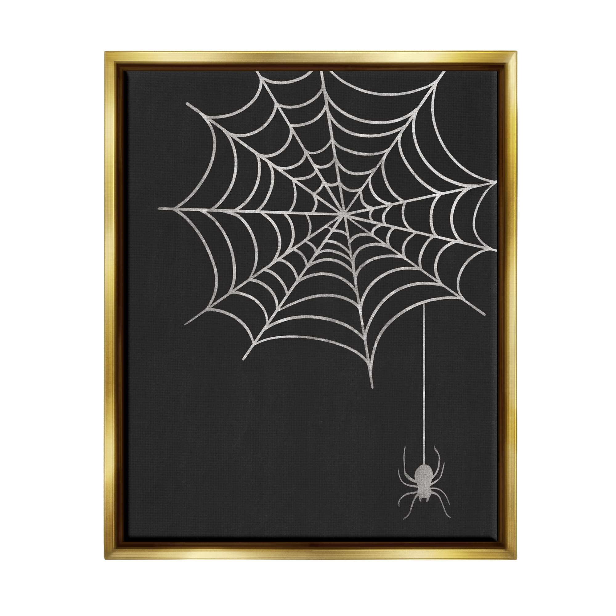 Stupell Industries Casual Black Hanging Spider Web Framed Floater Canvas Wall Art