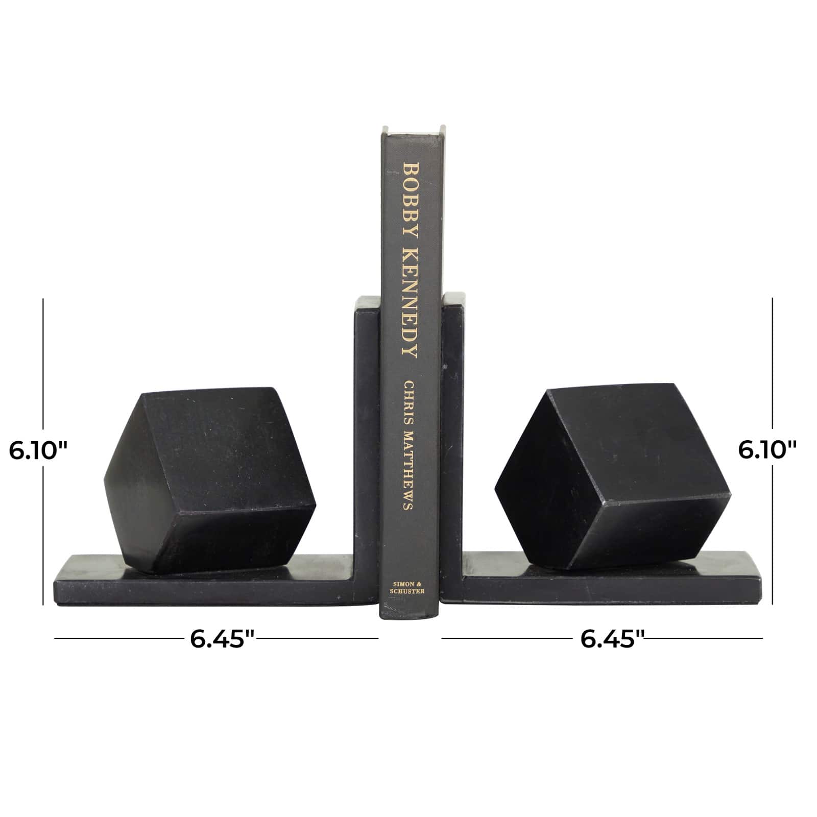 CosmoLiving by Cosmopolitan 6" Black Marble Orb Bookends Set