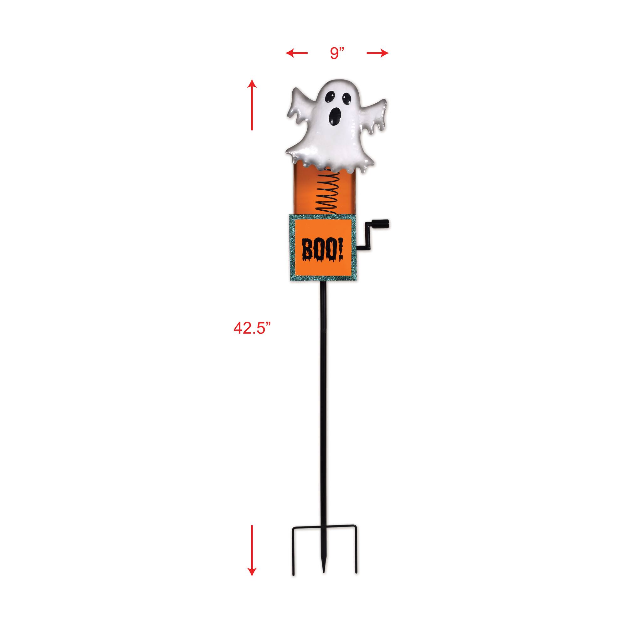 Sunset Vista Designs® 9" Whimsical Jack in the Box Gilley Ghost Garden Stake
