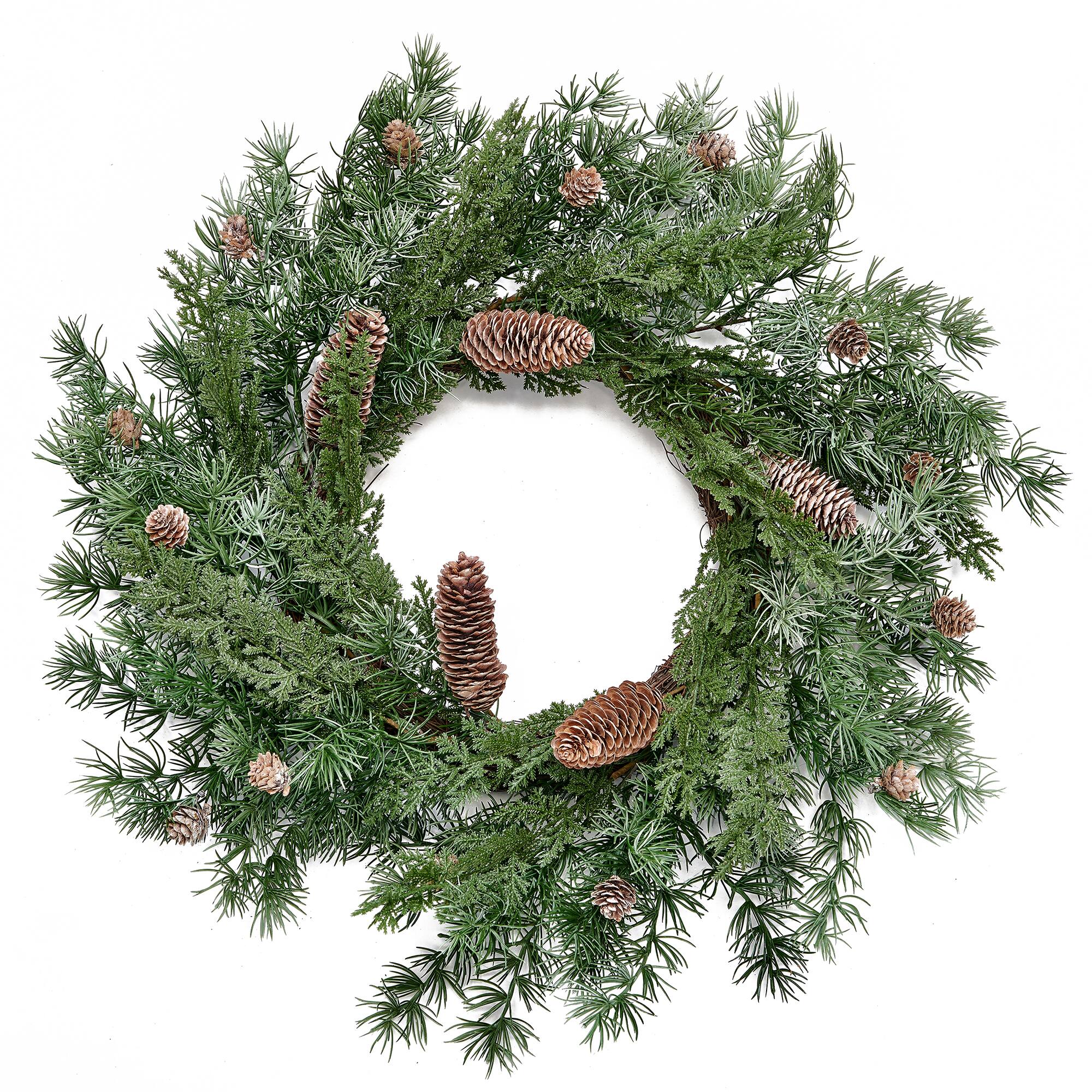 24" Artificial Christmas Pine Hemlock and Pinecone Wreath