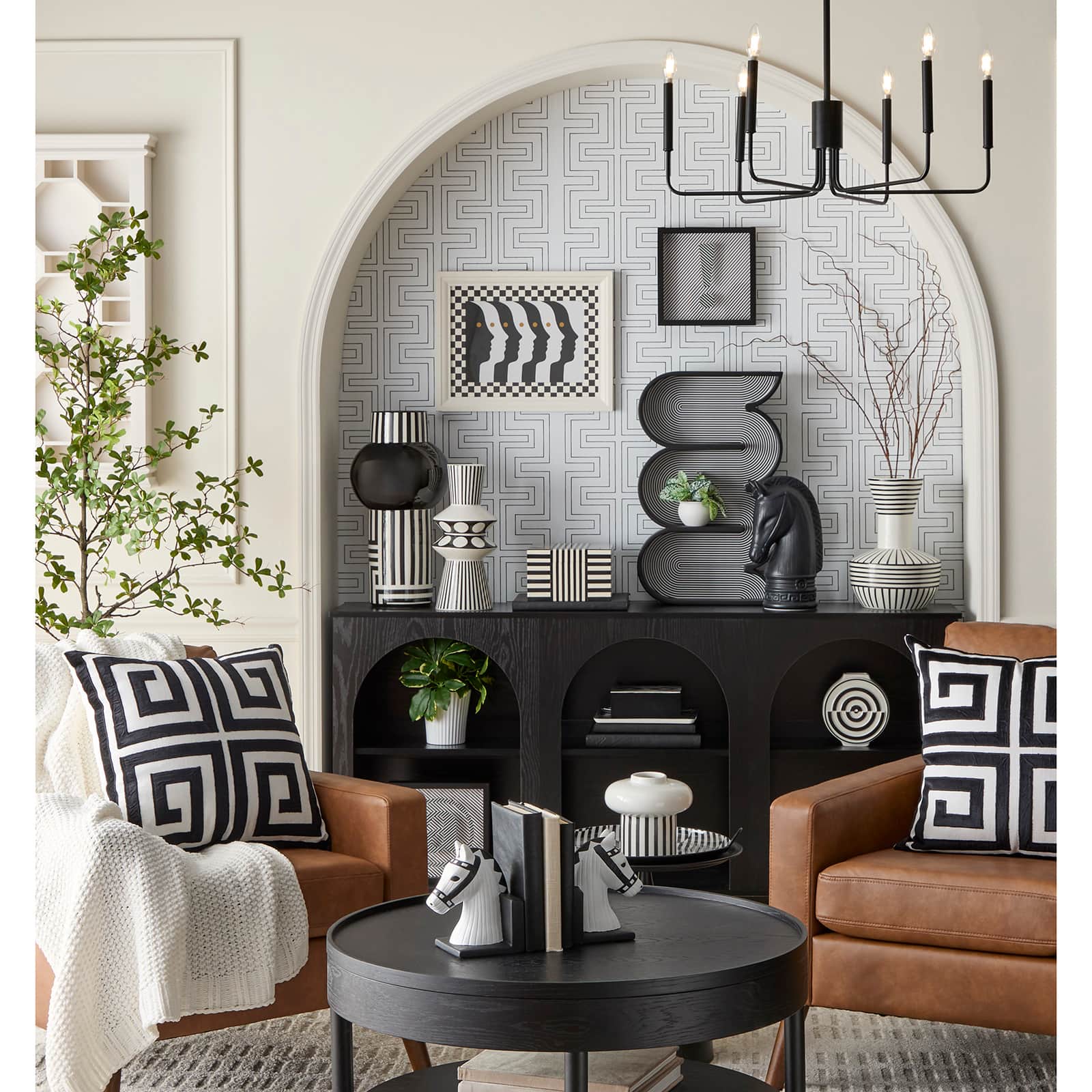 Jonathan Adler x Michaels 20" Black & White Greek Key Pillow