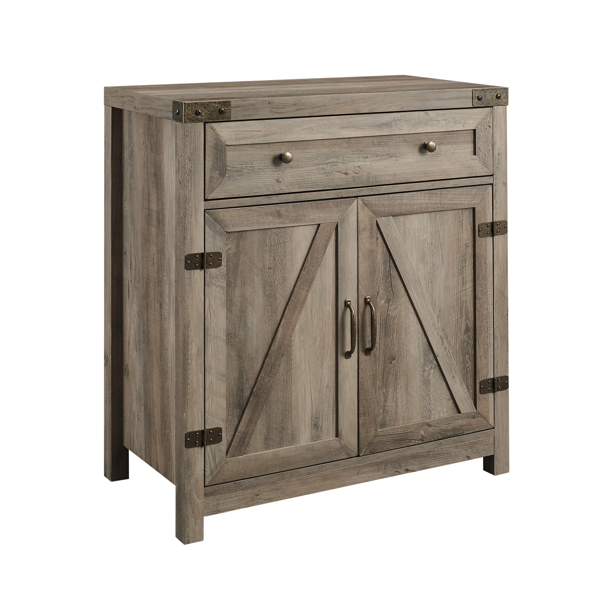 Walker Edison Gray Wash Farmhouse Barn Door Accent Cabinet