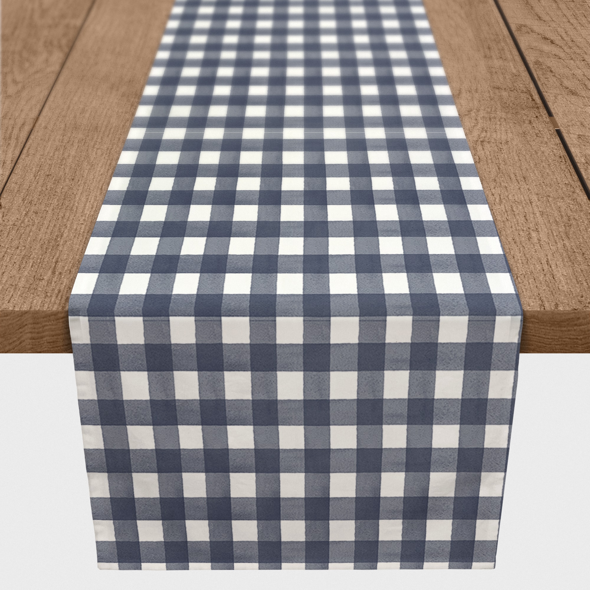 Navy Buffalo Check Outdoor Table Runner