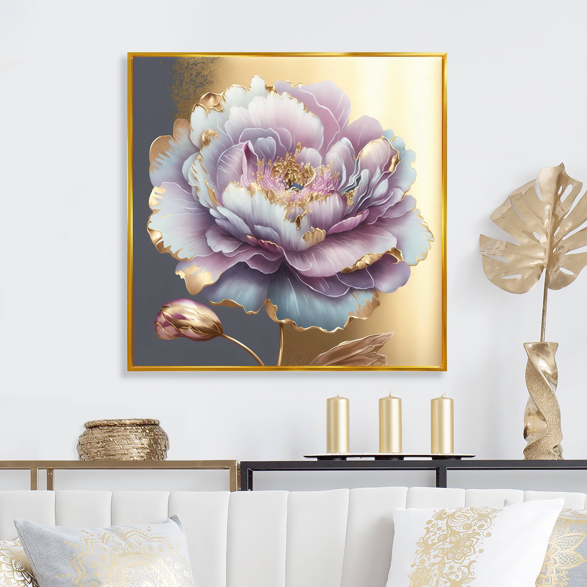Designart 'Purple Hue Single Flower I' Floral & Botanical Framed Canvas Wall Art