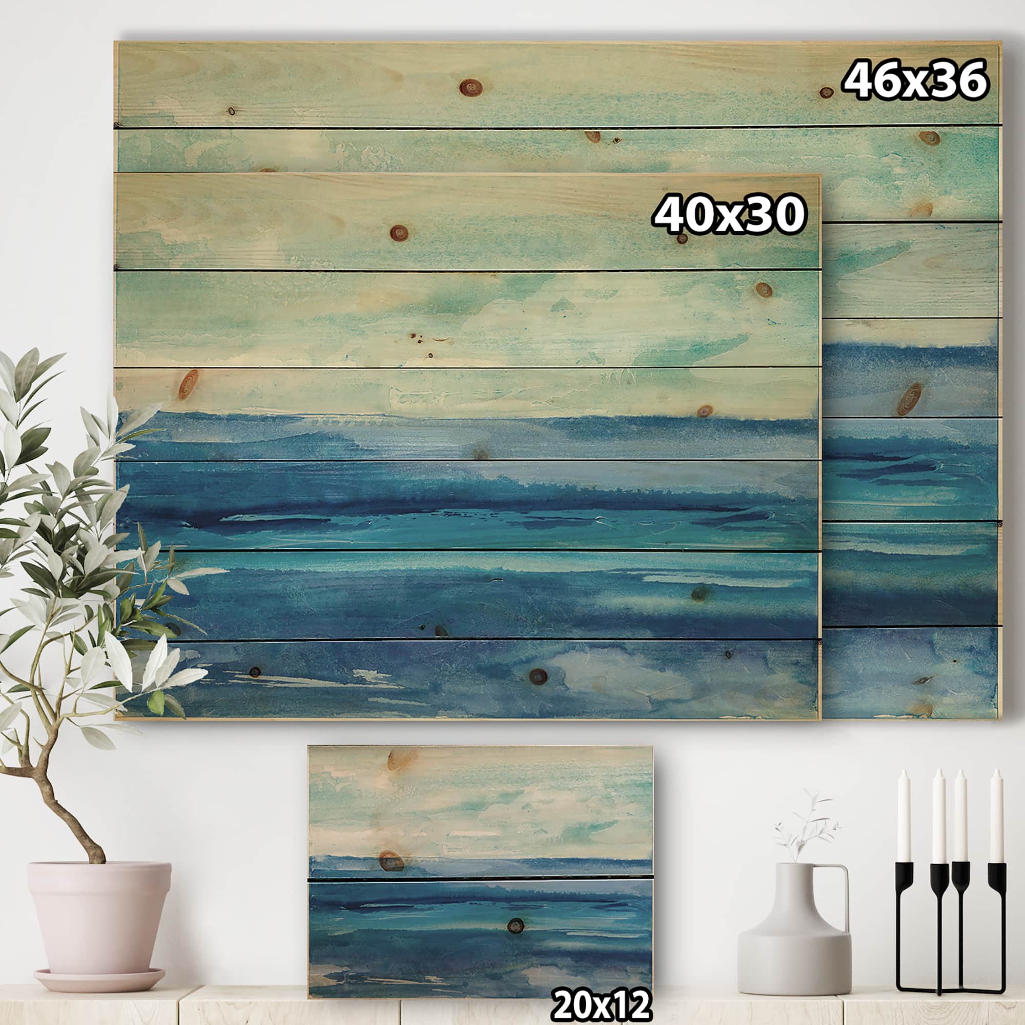 Designart - Out to Sea - Nautical & Beach Print on Natural Pine Wood