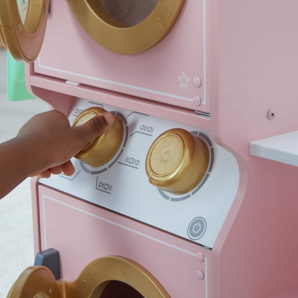 KidKraft Wooden Laundry Play Set with Stacking Washer & Dryer Toy & 4 Accessories