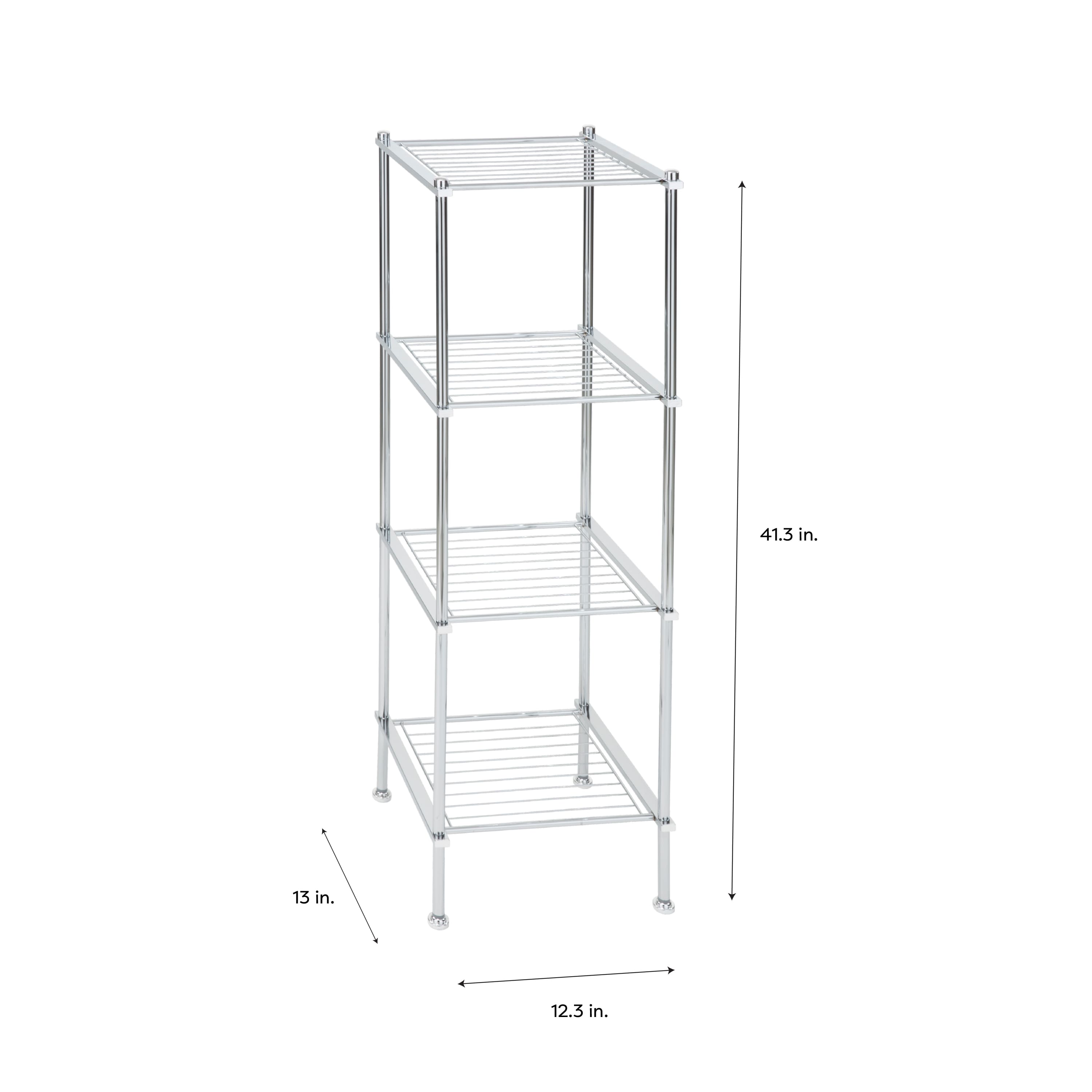Organize It All 40" Metro Chrome 4-Tier Freestanding Shelving Tower