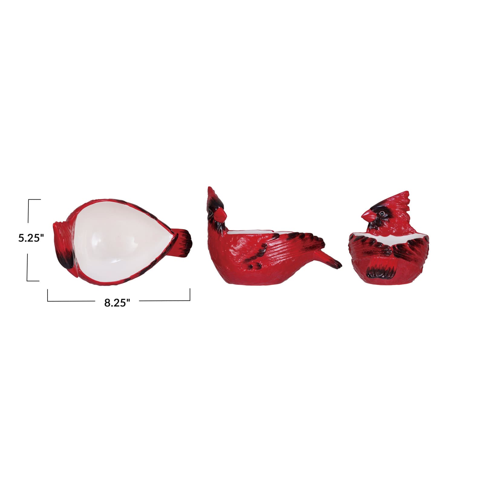 Hello Honey® 8" Red & Black Cardinal Shaped Stoneware Bowl