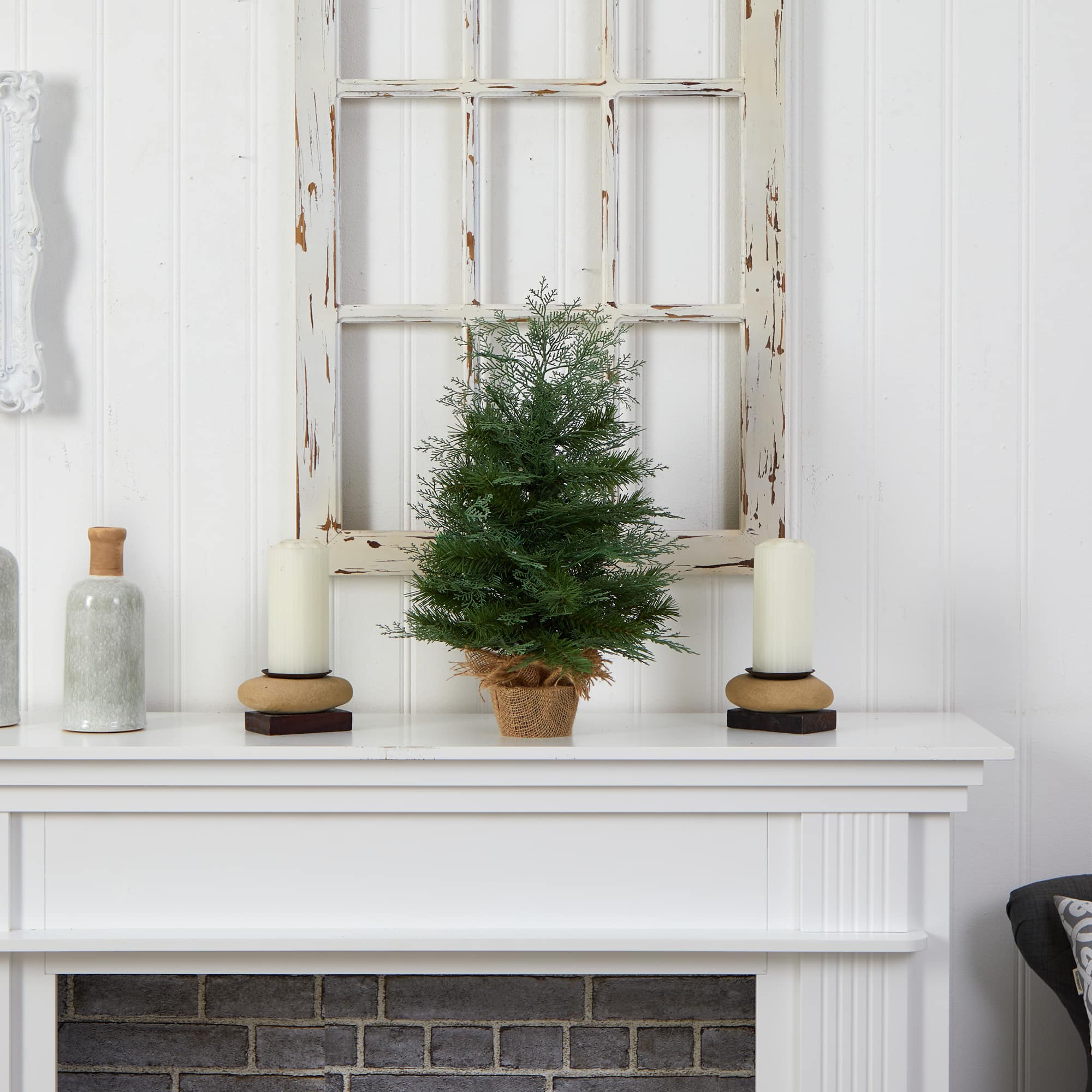 2ft. Pre-Lit Artificial Christmas Tree in Burlap Base, Warm White LED Lights