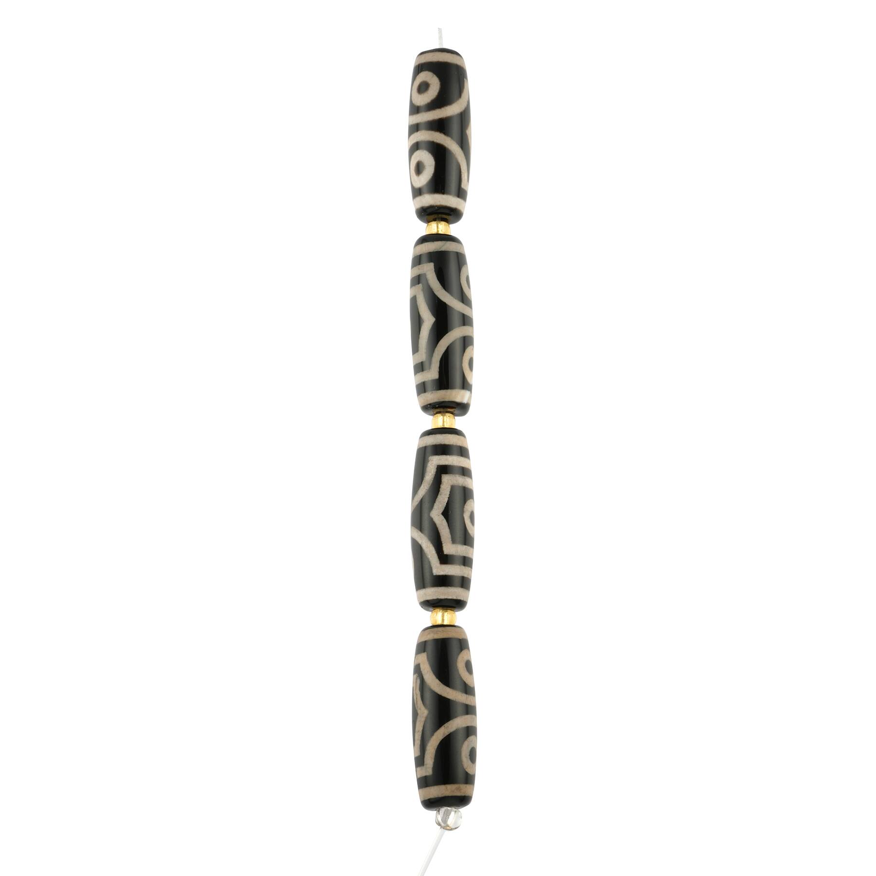 12 Packs: 4 ct. (48 total) Black & Tan Agate Tube Beads, 28mm by Bead Landing™