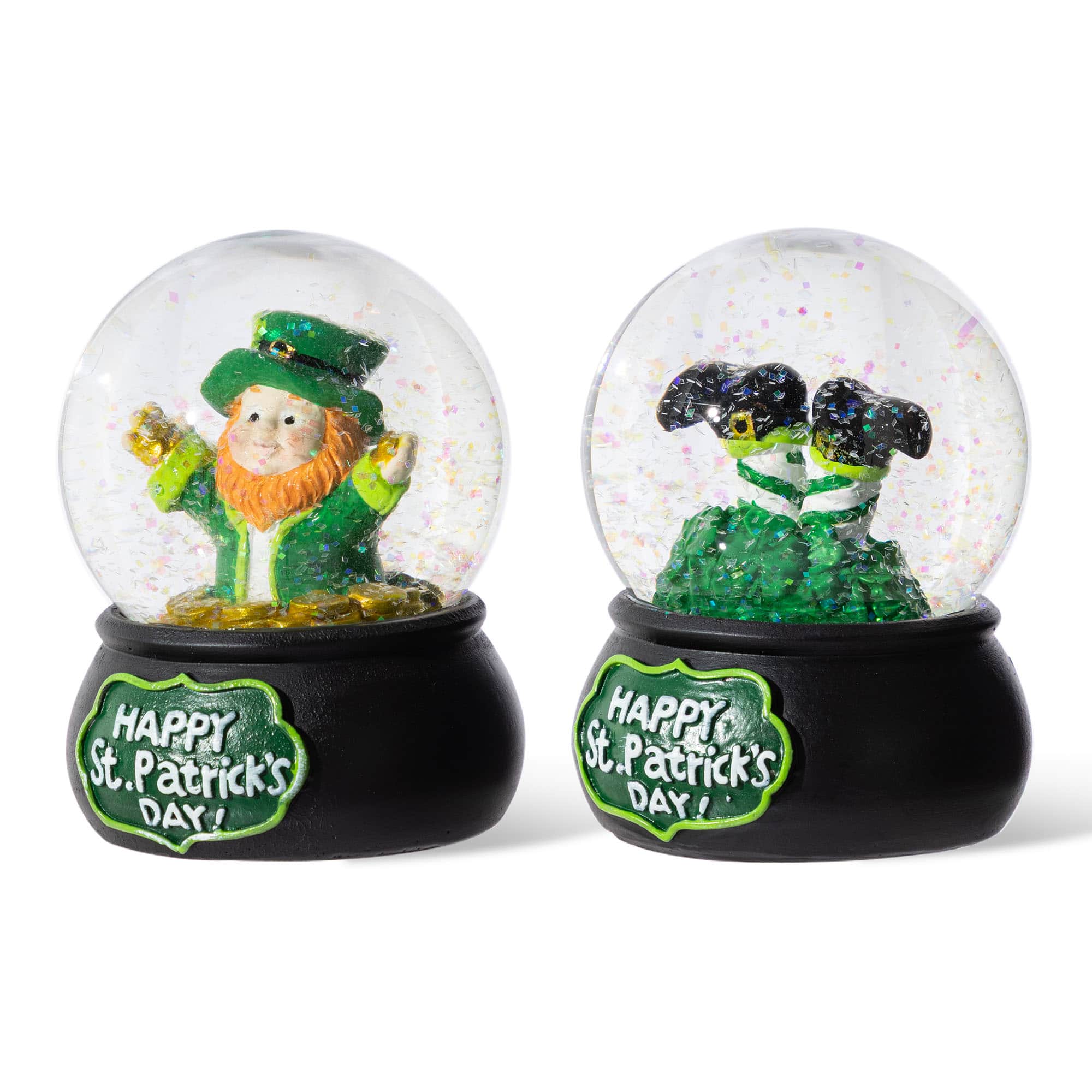 Glitzhome® 3.5" 65mm St. Patrick's Resin Leprechaun Waterglobes Set