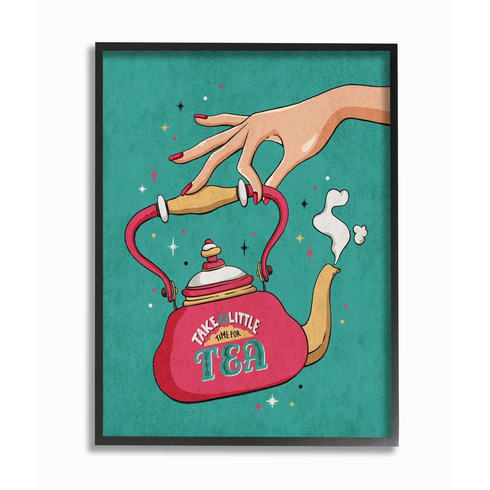 Stupell Industries Time For Tea Vintage Black Framed Wall Art