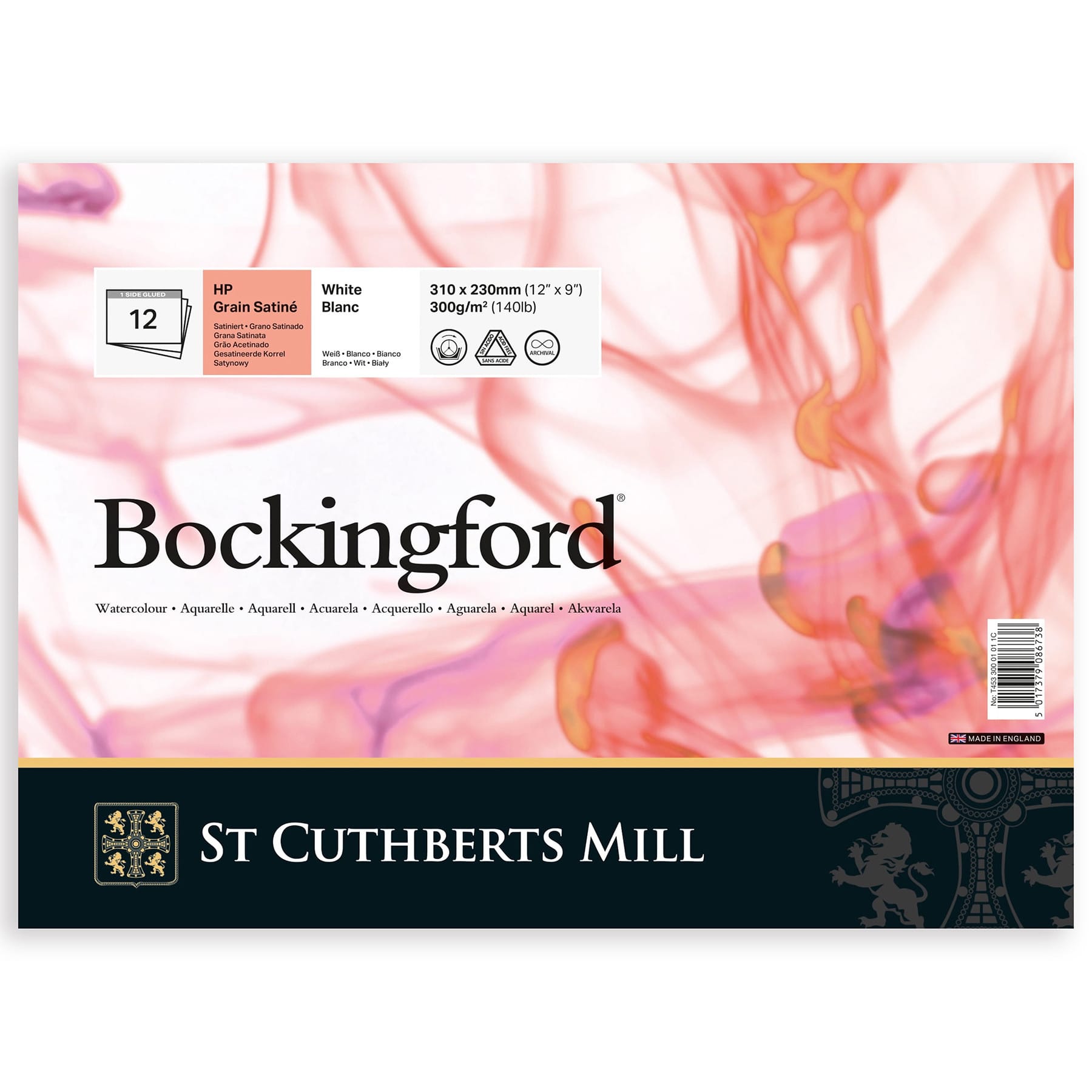 Bockingford® White Hot Pressed Glue Binding Watercolor Paper, 12 Sheets