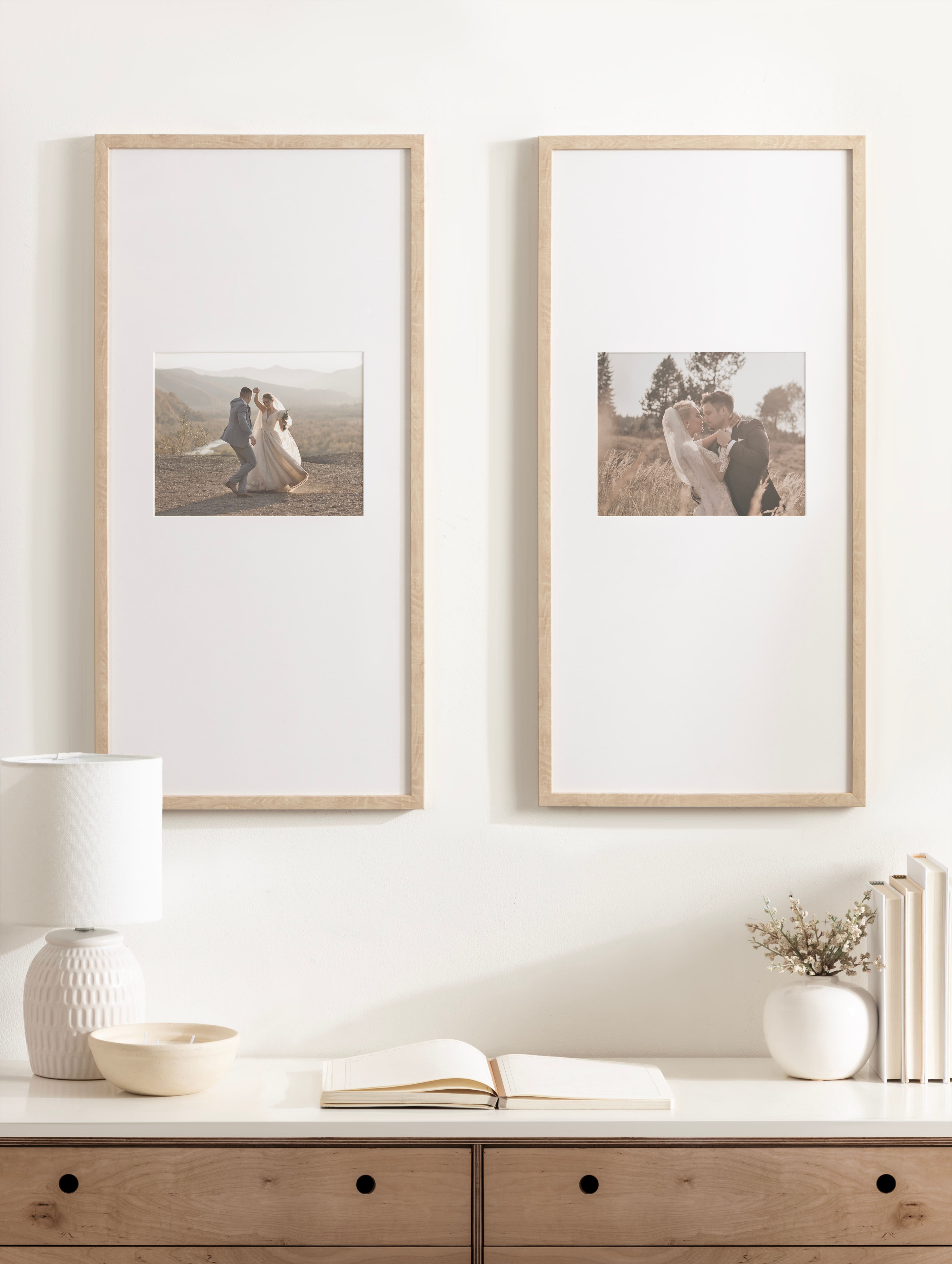 Kate and Laurel Gallery 14" x 30" Photo Frames 8" x 10" with Mat