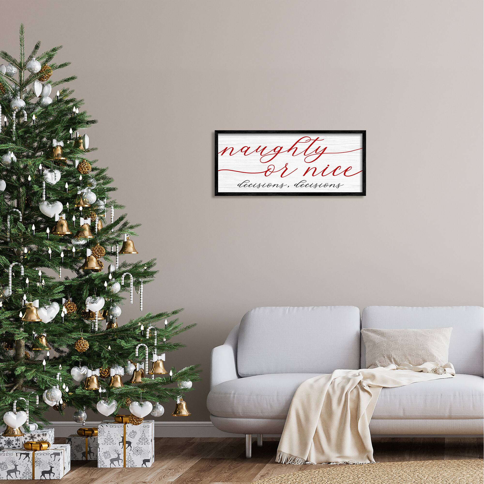 Stupell Industries Naught Or Nice Decisions Humor Framed Giclee Art