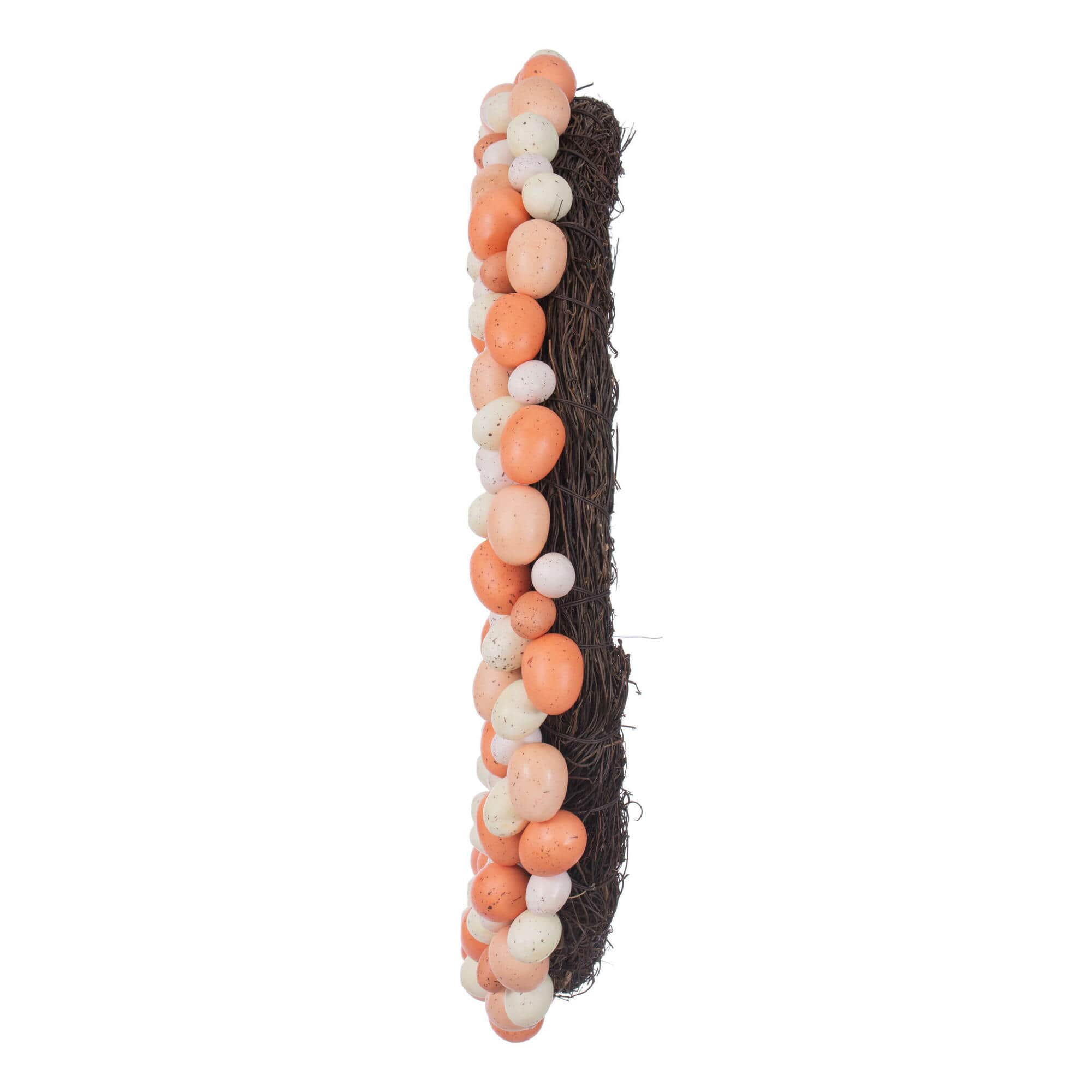 24" Coral & White Artificial Easter Eggs Wreath