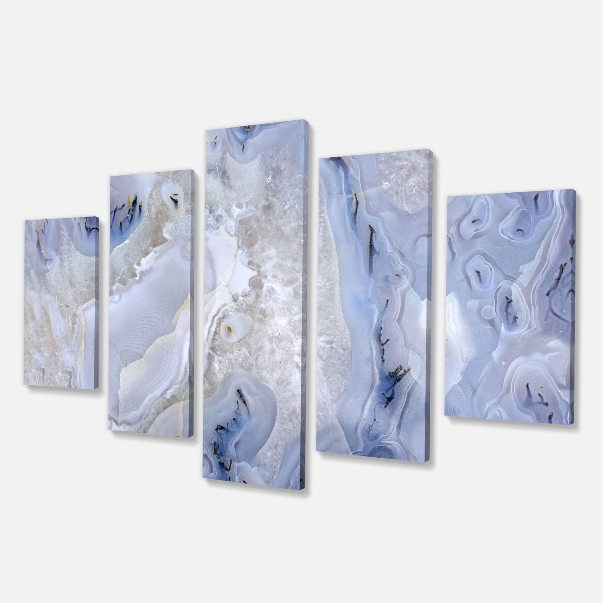 Designart - Agate Stone Background - White - Abstract Canvas Wall Art Print