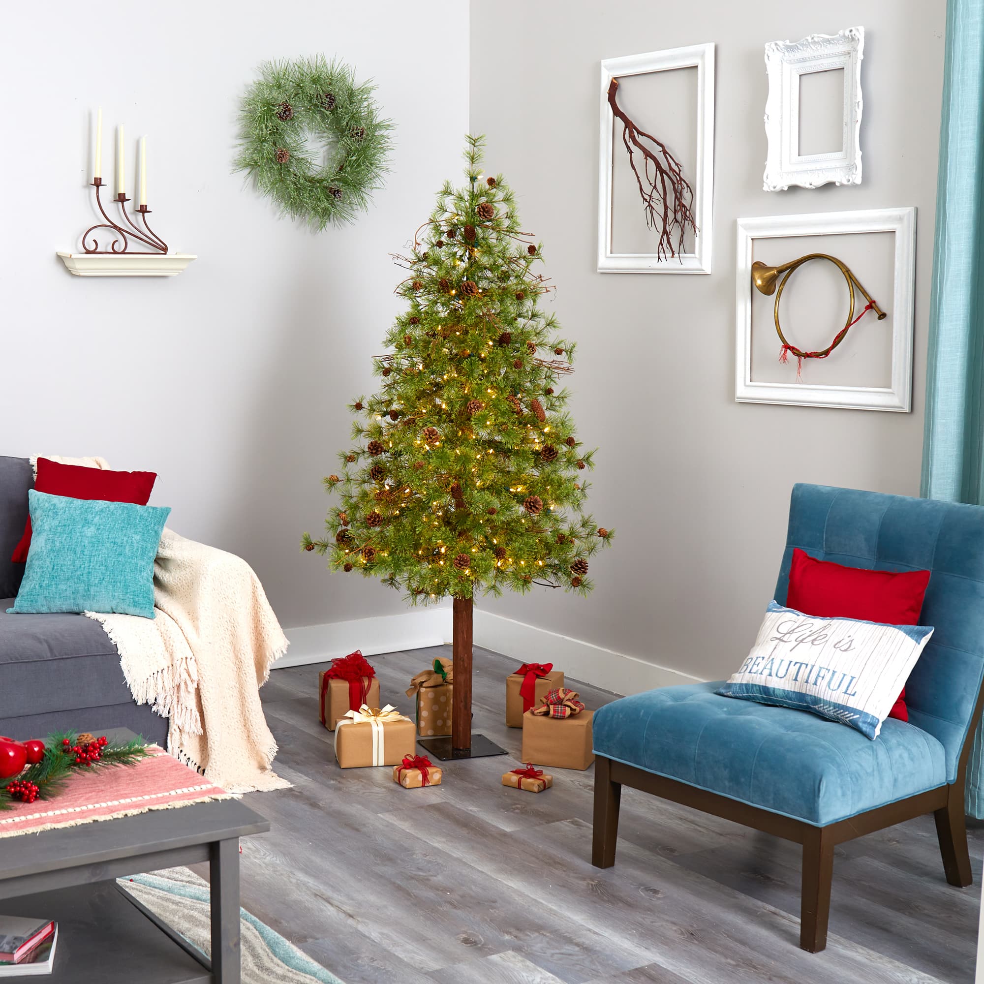 6ft. Pre-Lit Wyoming Alpine Artificial Christmas Tree, Clear LED Lights