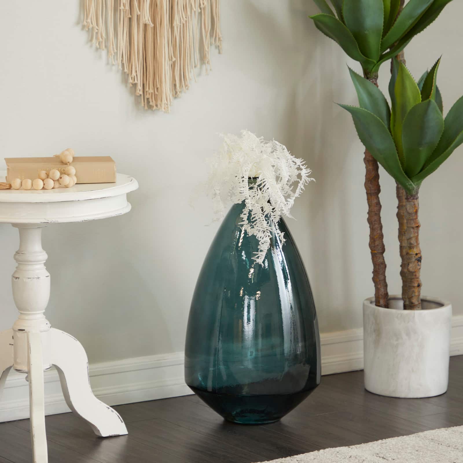 Blue Recycled Glass Handmade Spanish Vase 13" x 13" x 24"