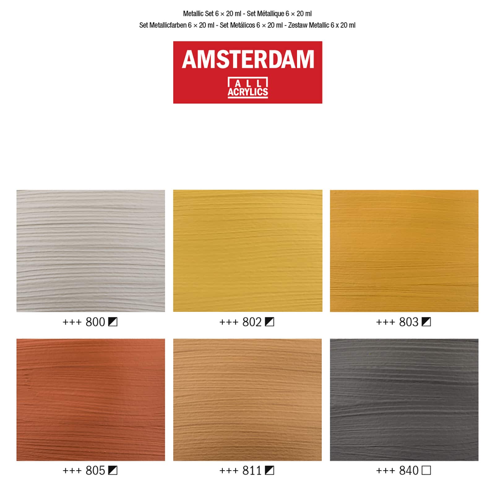Amsterdam Standard Metallic 6 Color Acrylic Paint Set