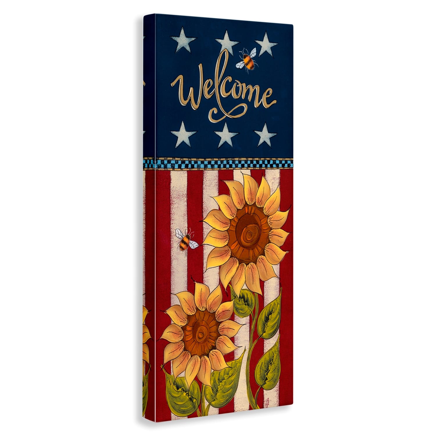 Stupell Industries Americana Welcome Country Sunflowers Canvas Wall Art