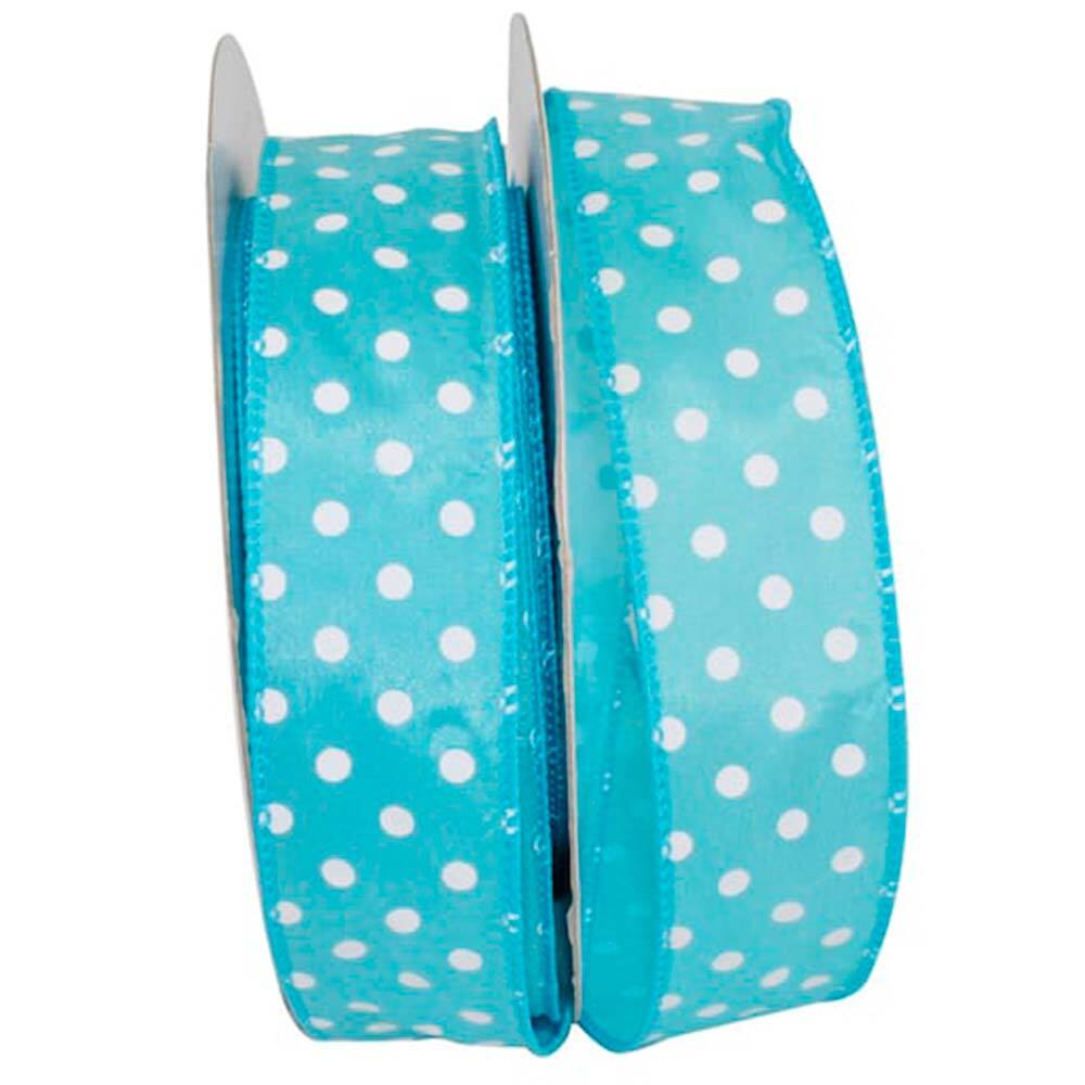 JAM Paper 1.5" x 50yd. Polka Dot Wired Satin Ribbon