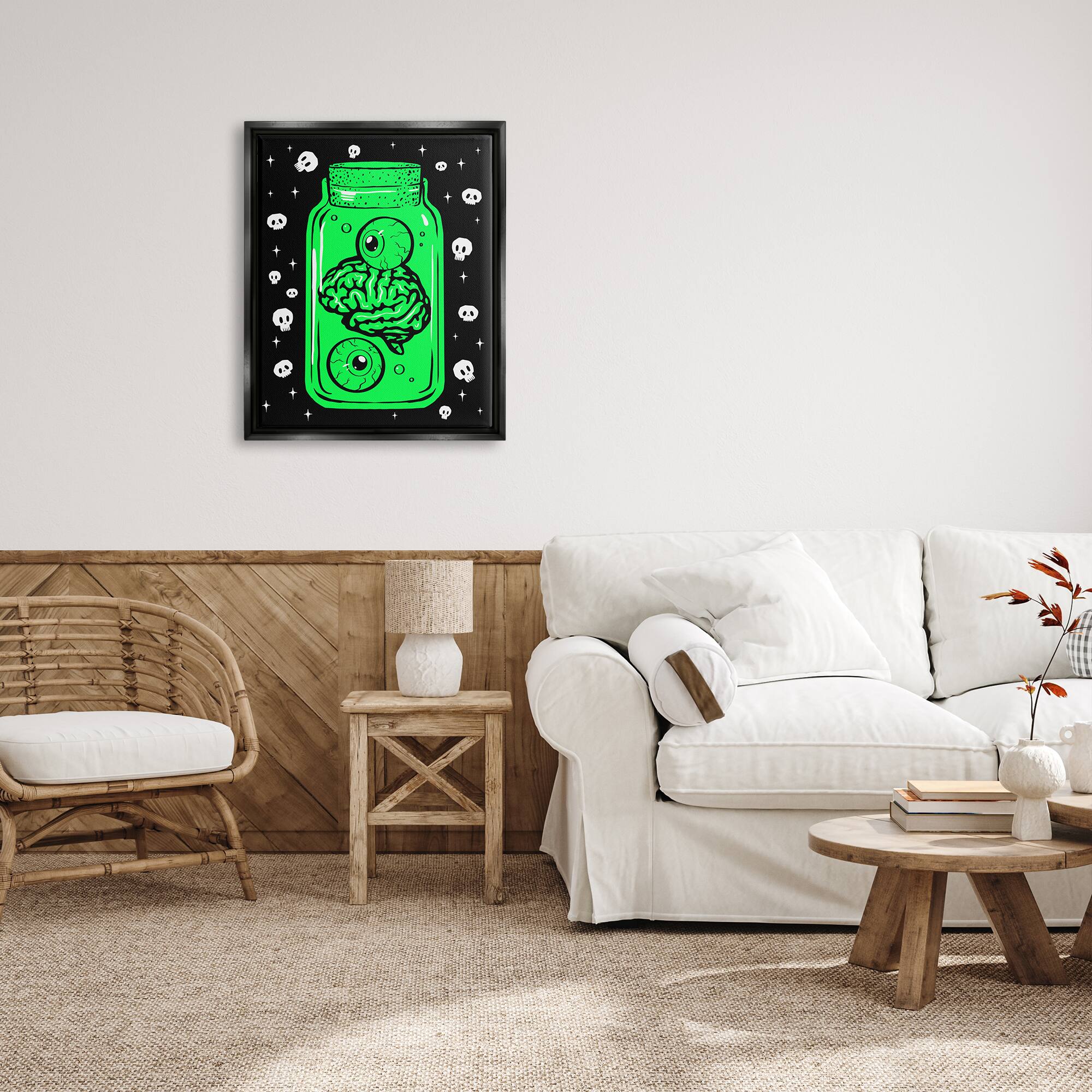 Stupell Industries Spooky Specimen Jar Framed Floater Canvas Wall Art