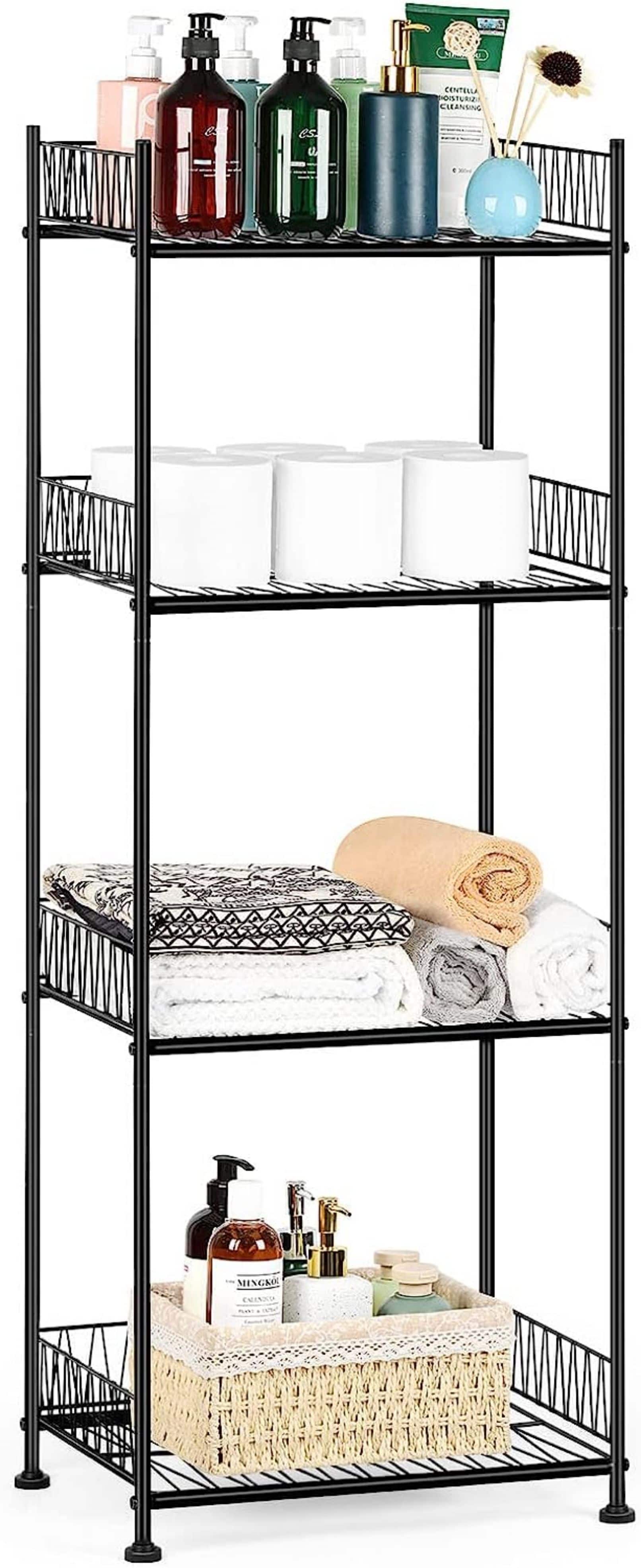 Black 4-Tier Bathroom Storage Rack