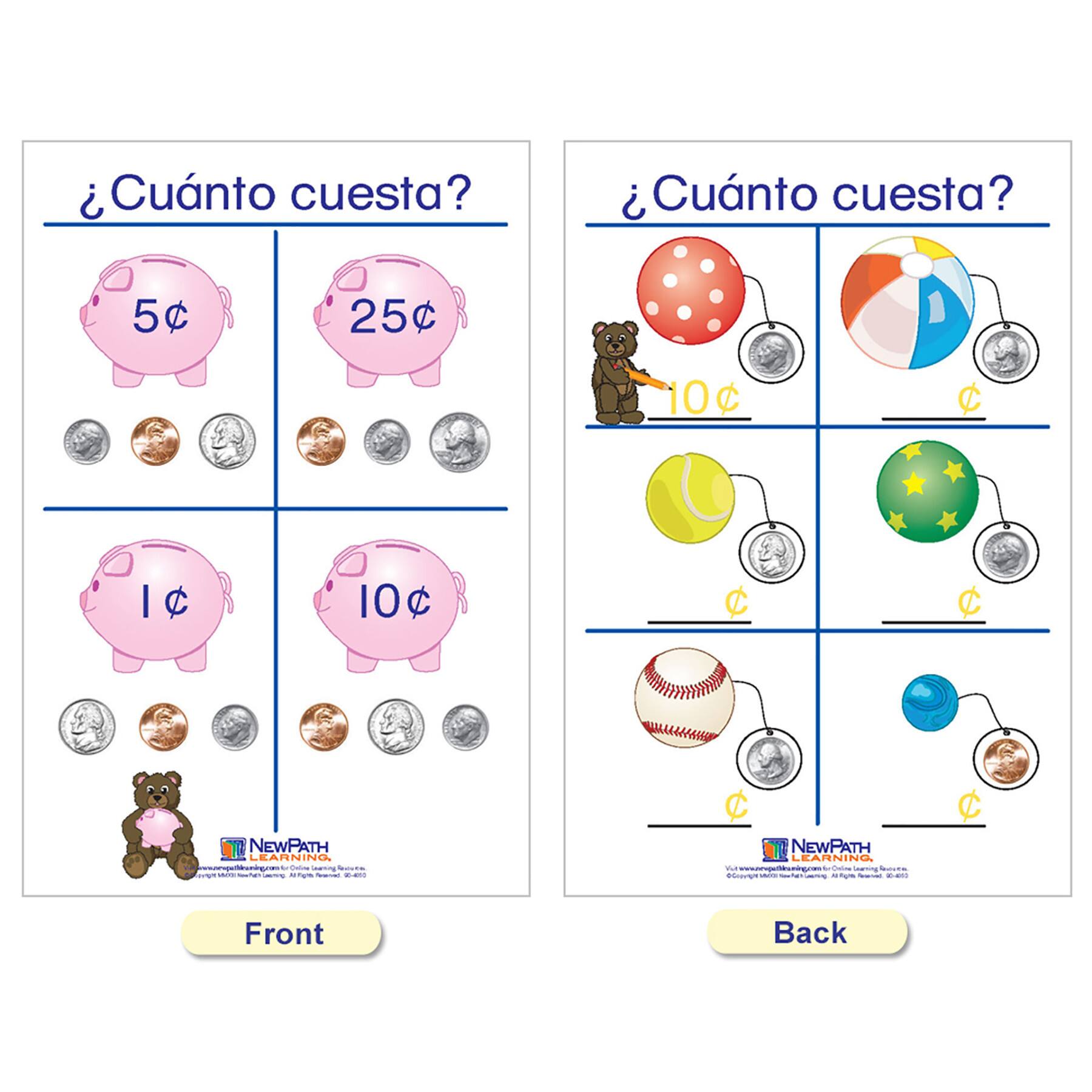 NewPath Learning® 12" x 18" Time & Money Bulletin Board Charts Set, Spanish Edition