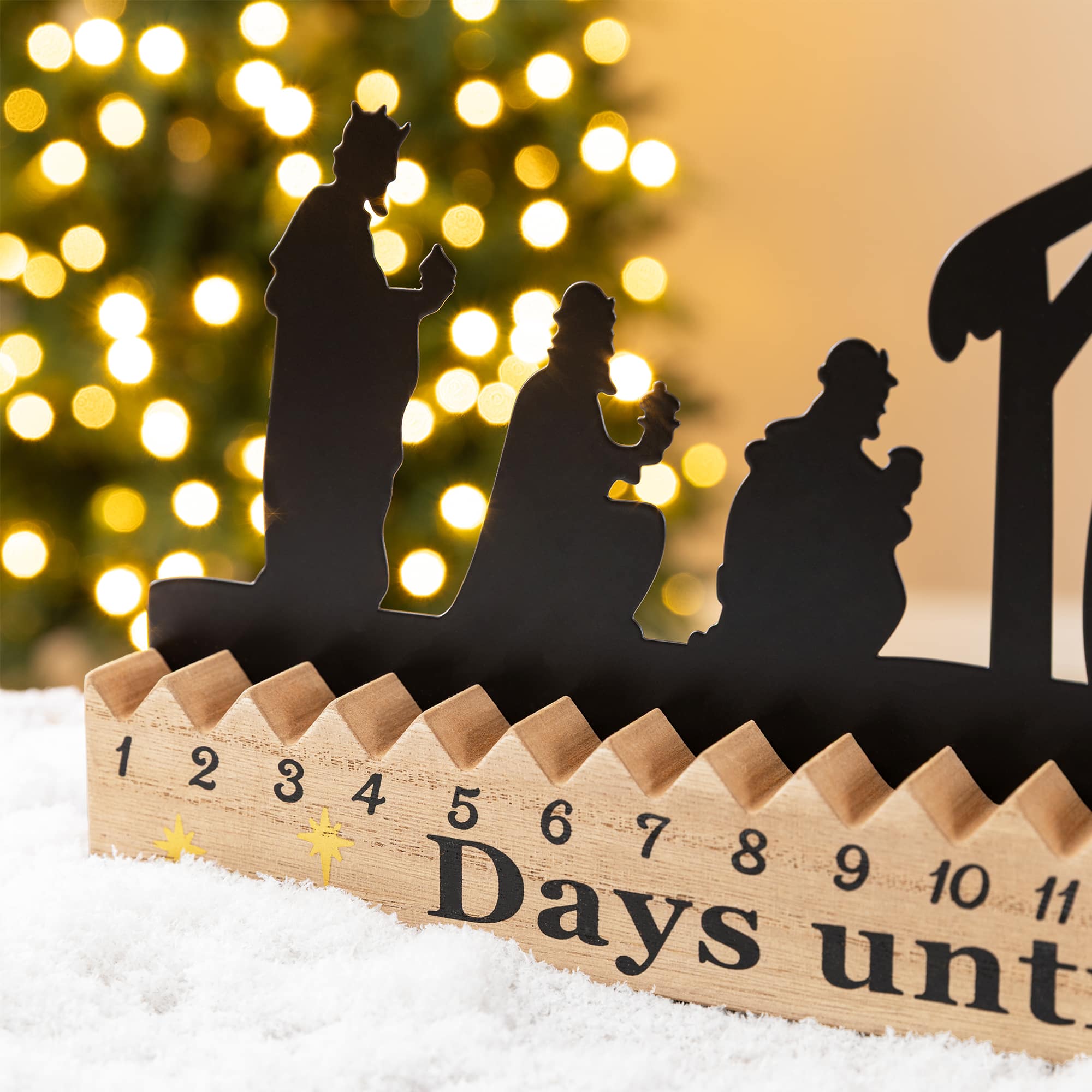 Glitzhome® 18" Christmas Wooden & Metal Nativity Advent Calendar Decor
