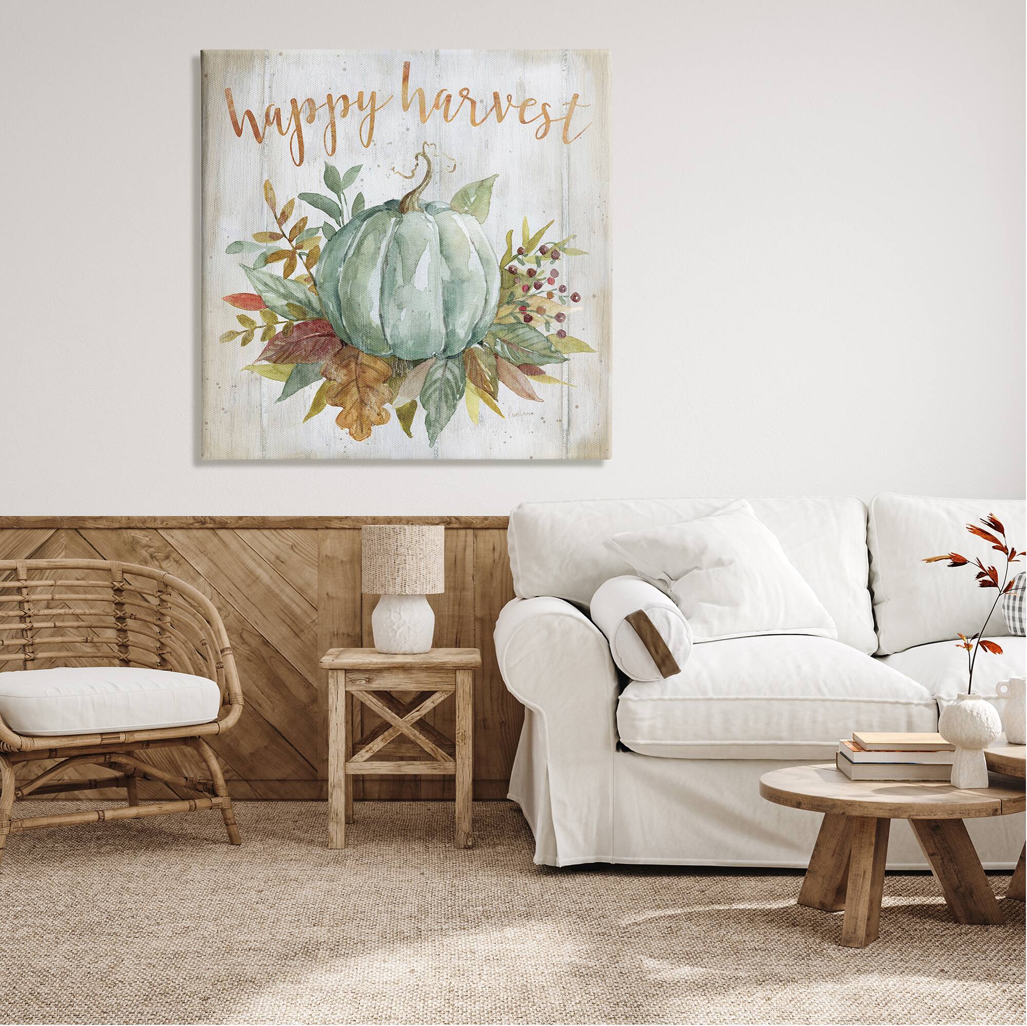 Stupell Industries Happy Harvest Seasonal Pumpkin Canvas Wall Art