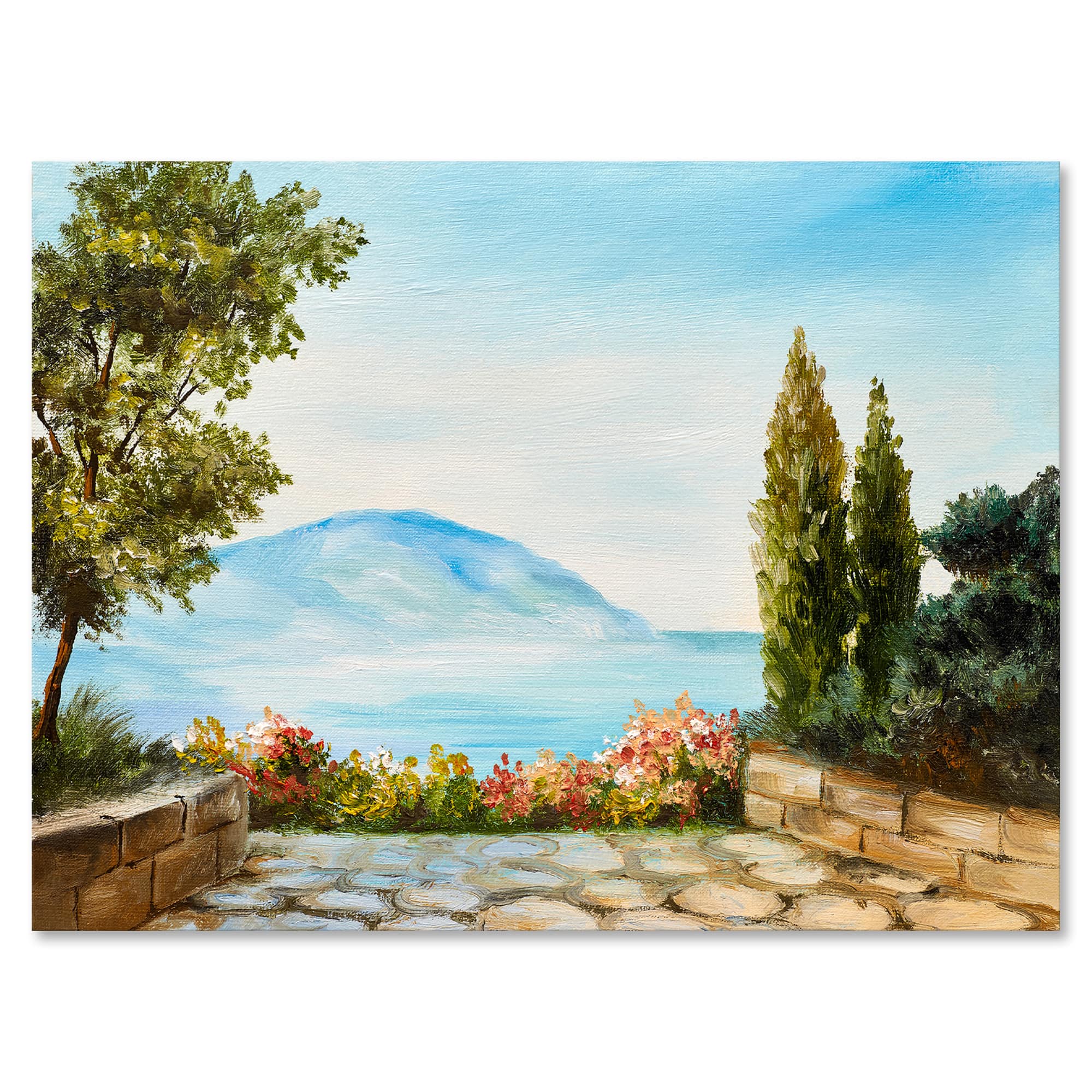 Designart - Mountains View By The Sea Side - Nautical & Coastal Canvas Wall Art Print