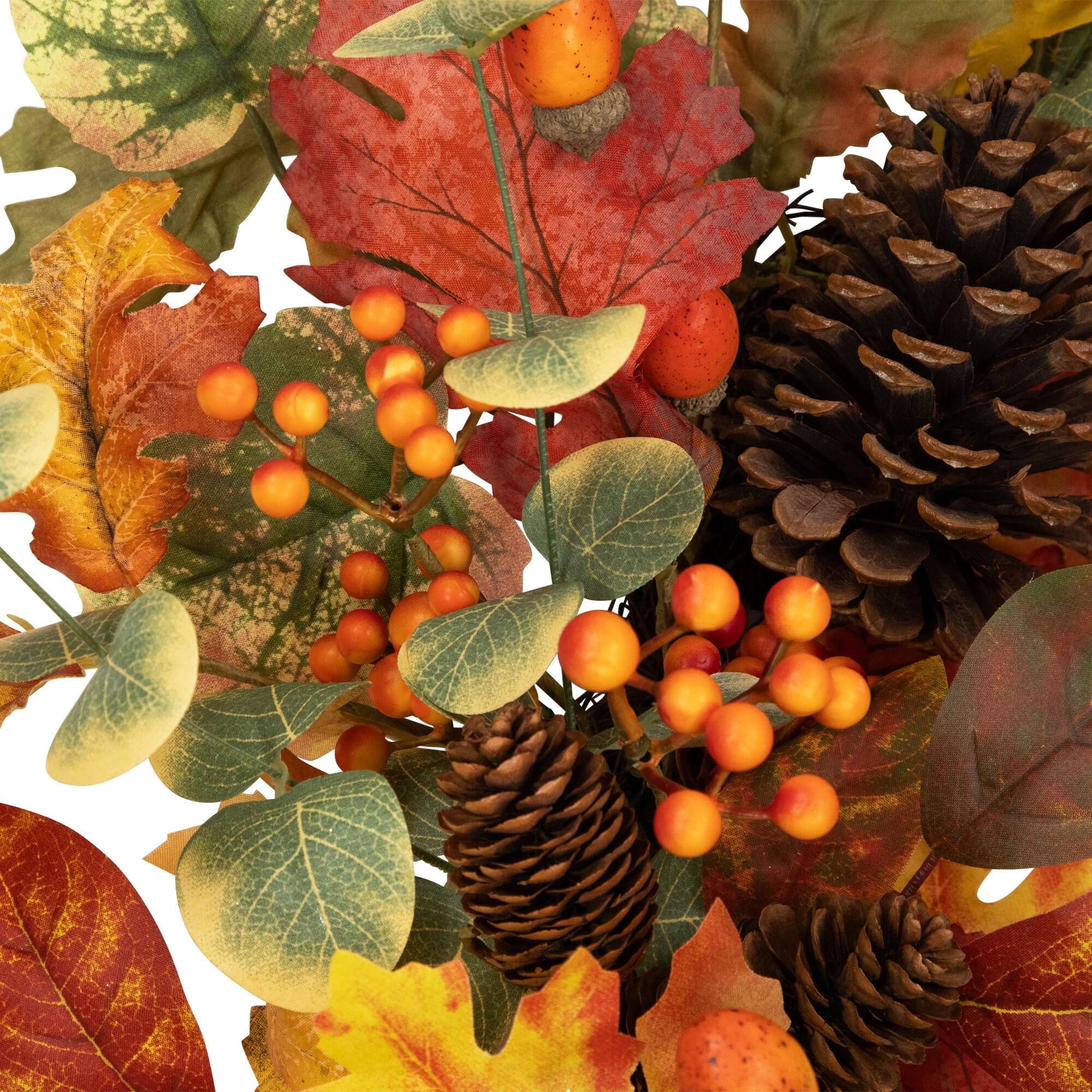 26" Berries, Leaves & Pinecones Fall Harvest Wreath